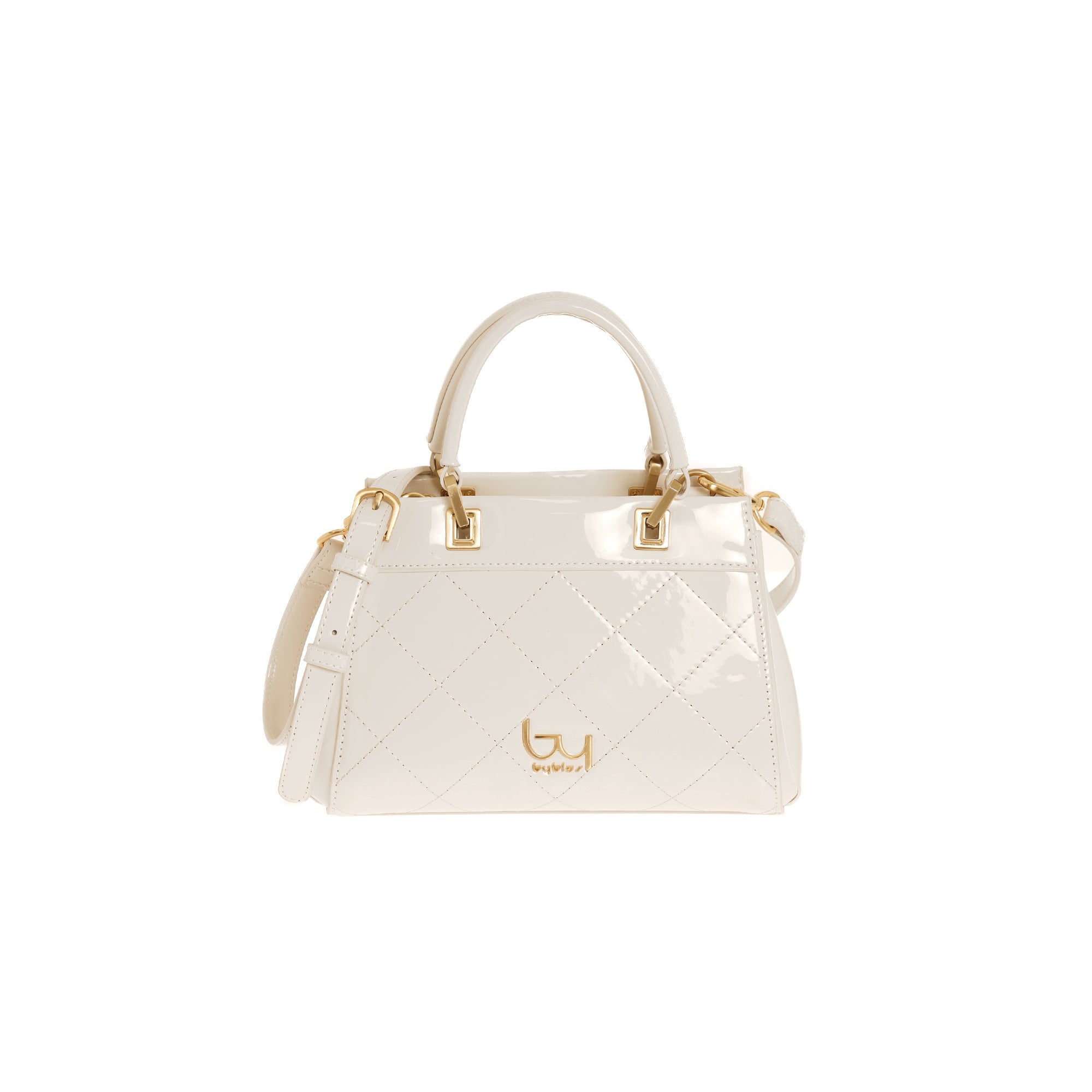 Borsa a mano Byblos donna vernice trapuntata con doppio manico e tracolla Bianco TU | Giò Fashion