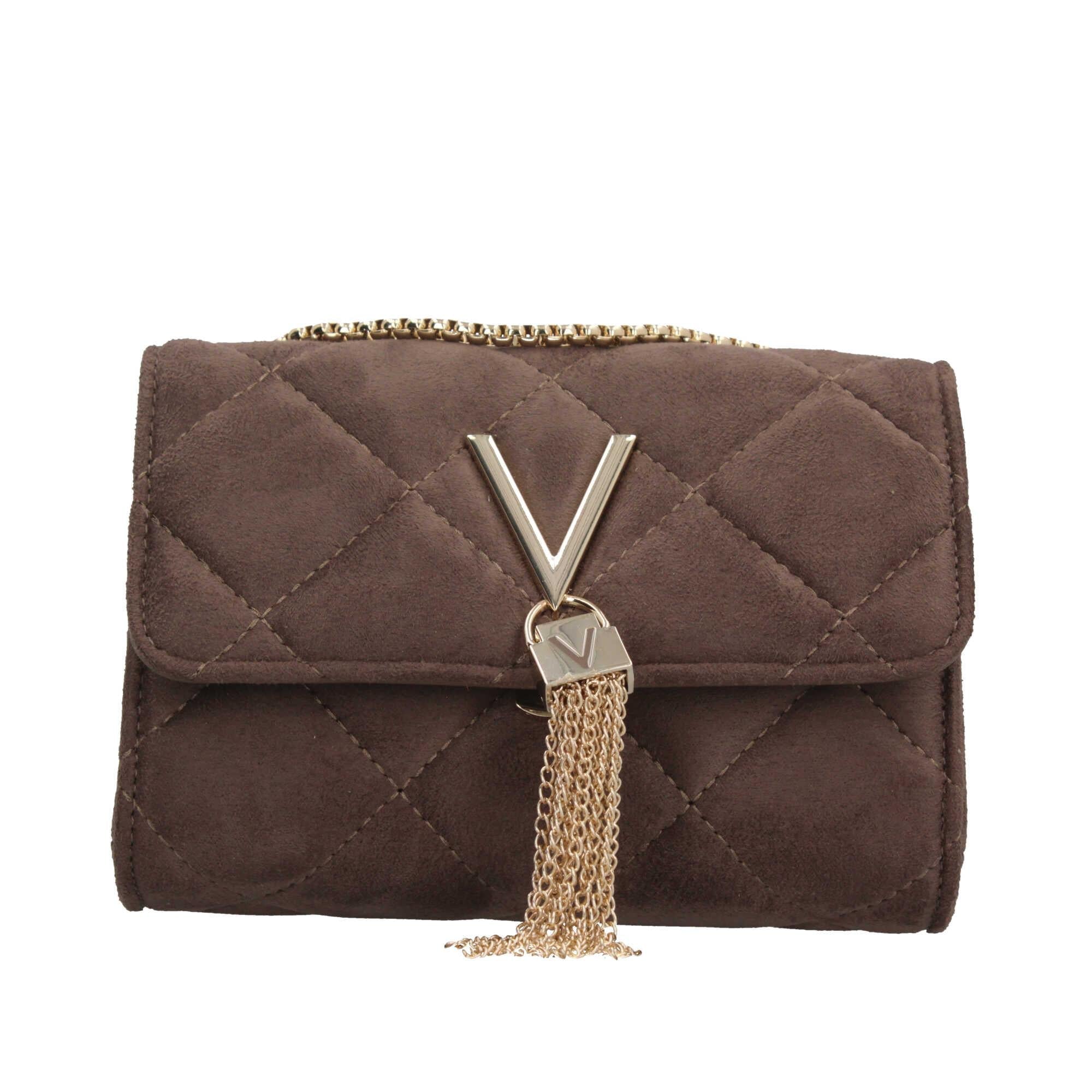 Borsa a tracolla Valentino trapuntata con chiusura a frangia metallica TAUPE TU | Giò Fashion