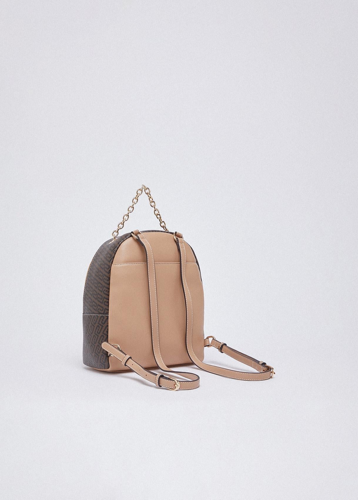 Zaino Liu Jo con Stampa Monogram e Tasca Frontale con Zip Testa di moro cipria TU | Giò Fashion