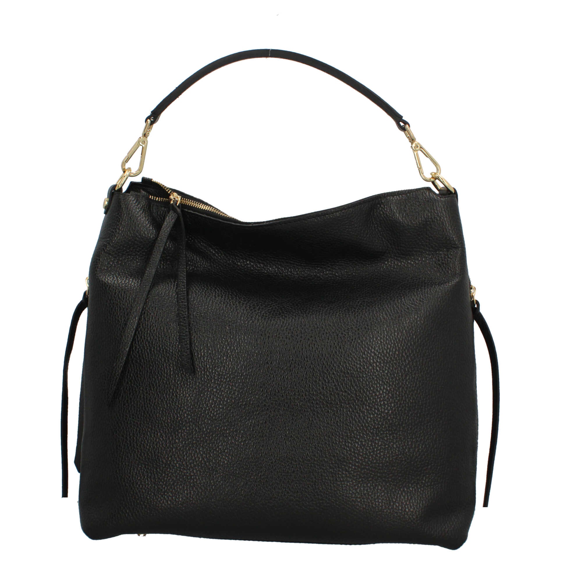 Borsa a spalla Made in Italy in pelle con tracolla rimovibile Nero TU | Giò Fashion