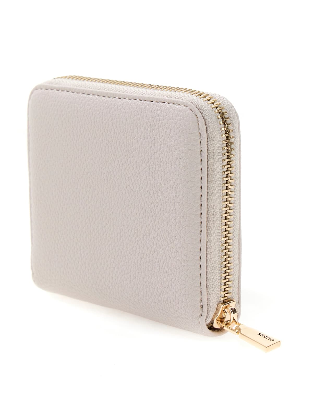 Portafoglio Guess donna compatto zip around con logo frontale AVORIO TU | Giò Fashion