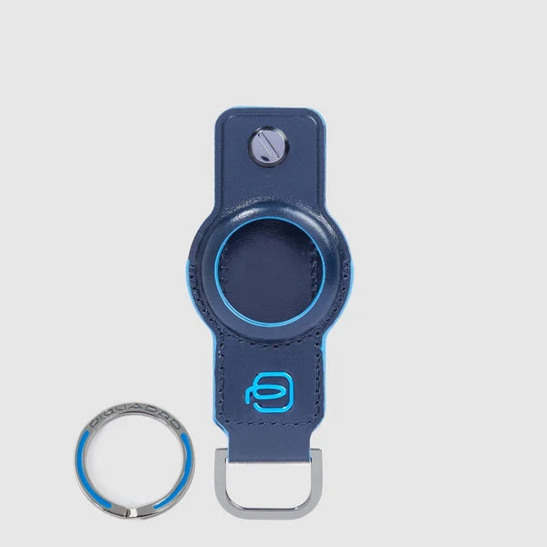 Piquadro Portachiavi in Pelle per AirTag e CONNEQU 4.0 Blue Square Blu Notte