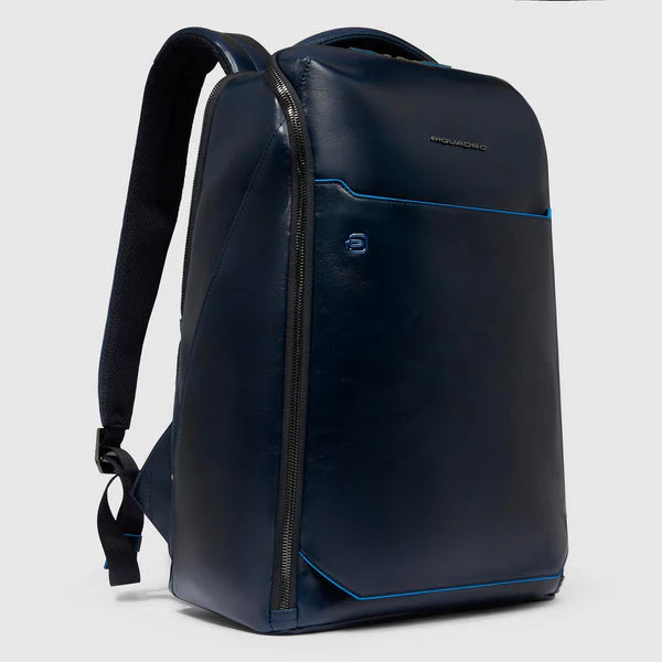 Zaino porta PC 15,6 Piquadro in pelle con sistema di sicurezza e doppio comparto BLU TU | Giò Fashion