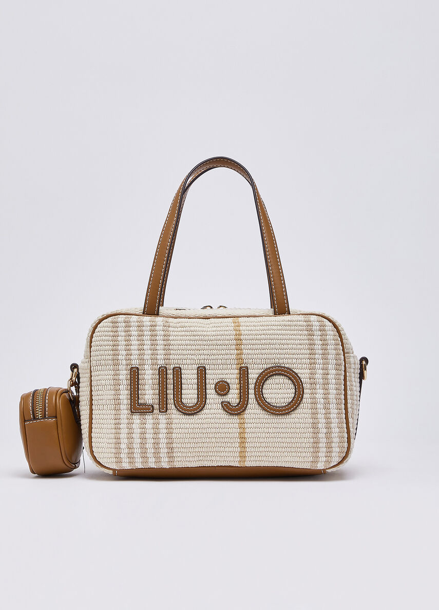 Liu Jo Borsa a Mano Effetto Intrecciato con Logo Frontale Beige TU | Giò Fashion