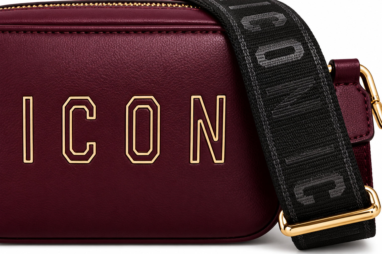 Borsa camera bag con tracolla logata e scritta