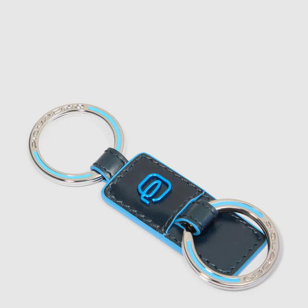 Portachiavi Piquadro in pelle con anelli metallici BLU SCURO TU | Giò Fashion