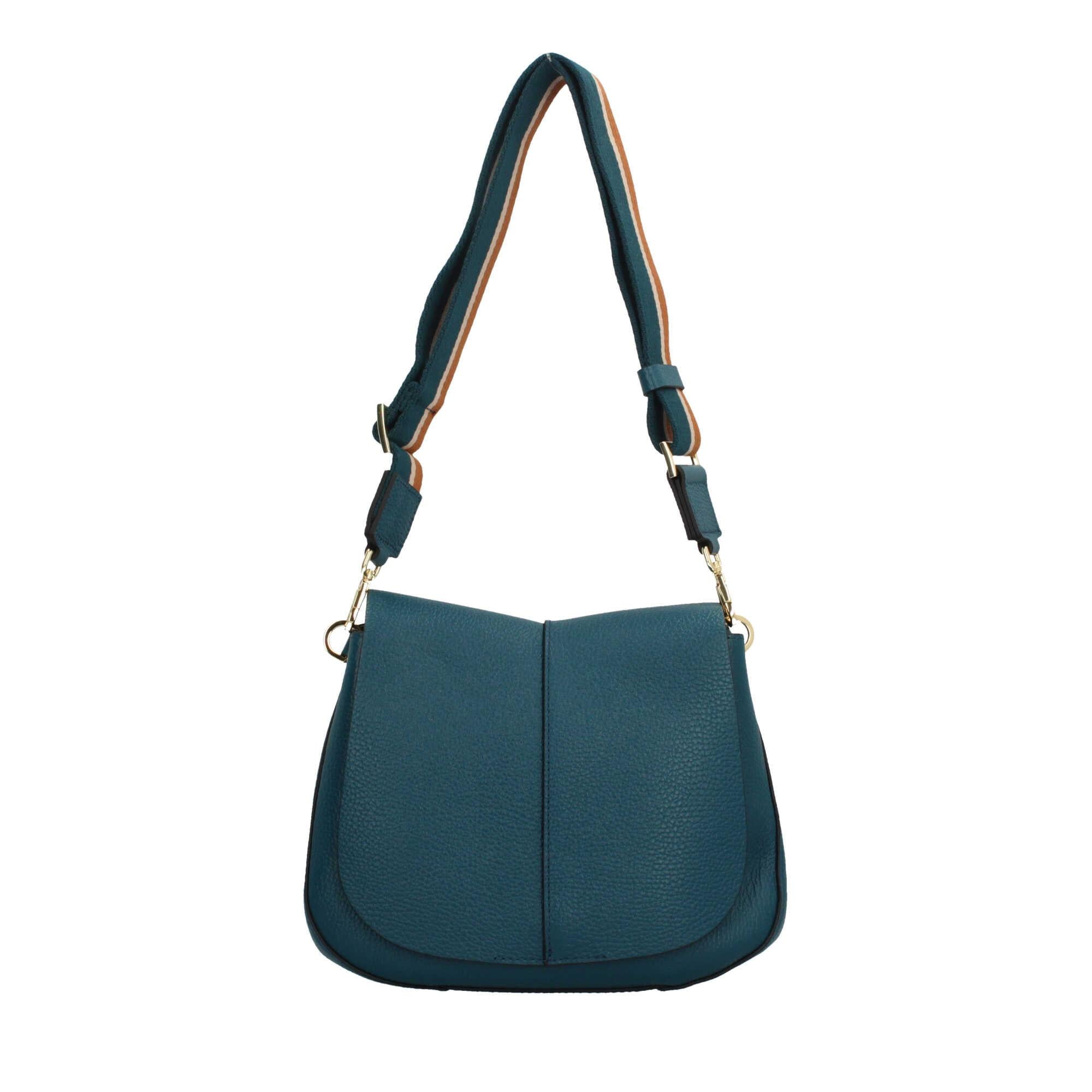 Gianni Chiarini Helena Round borsa a tracolla in pelle martellata con tasche organizzate PETROLIO TU | Giò Fashion