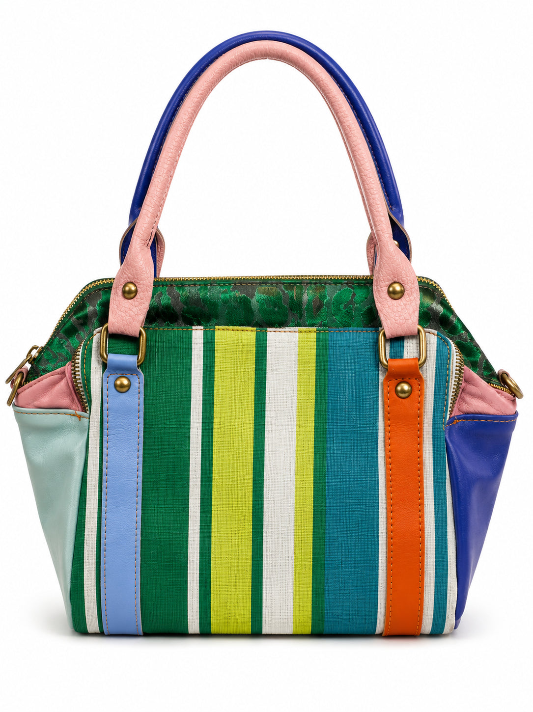 Borsa a Mano Vera Pelle Multicolor Donna con Tracolla