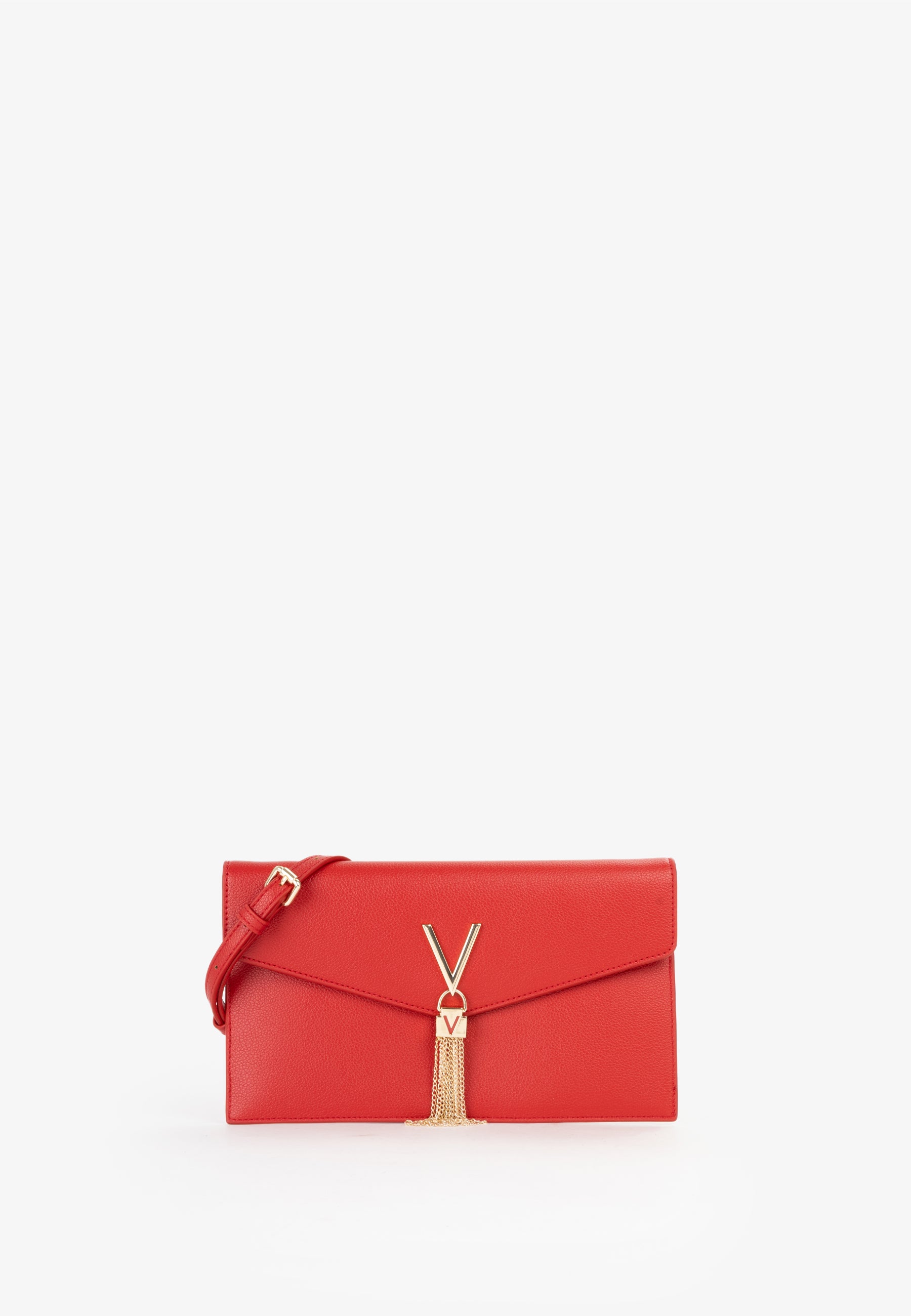 Borsa a tracolla donna Mario Valentino con chiusura a patta e dettaglio V con catena Rosso TU | Giò Fashion