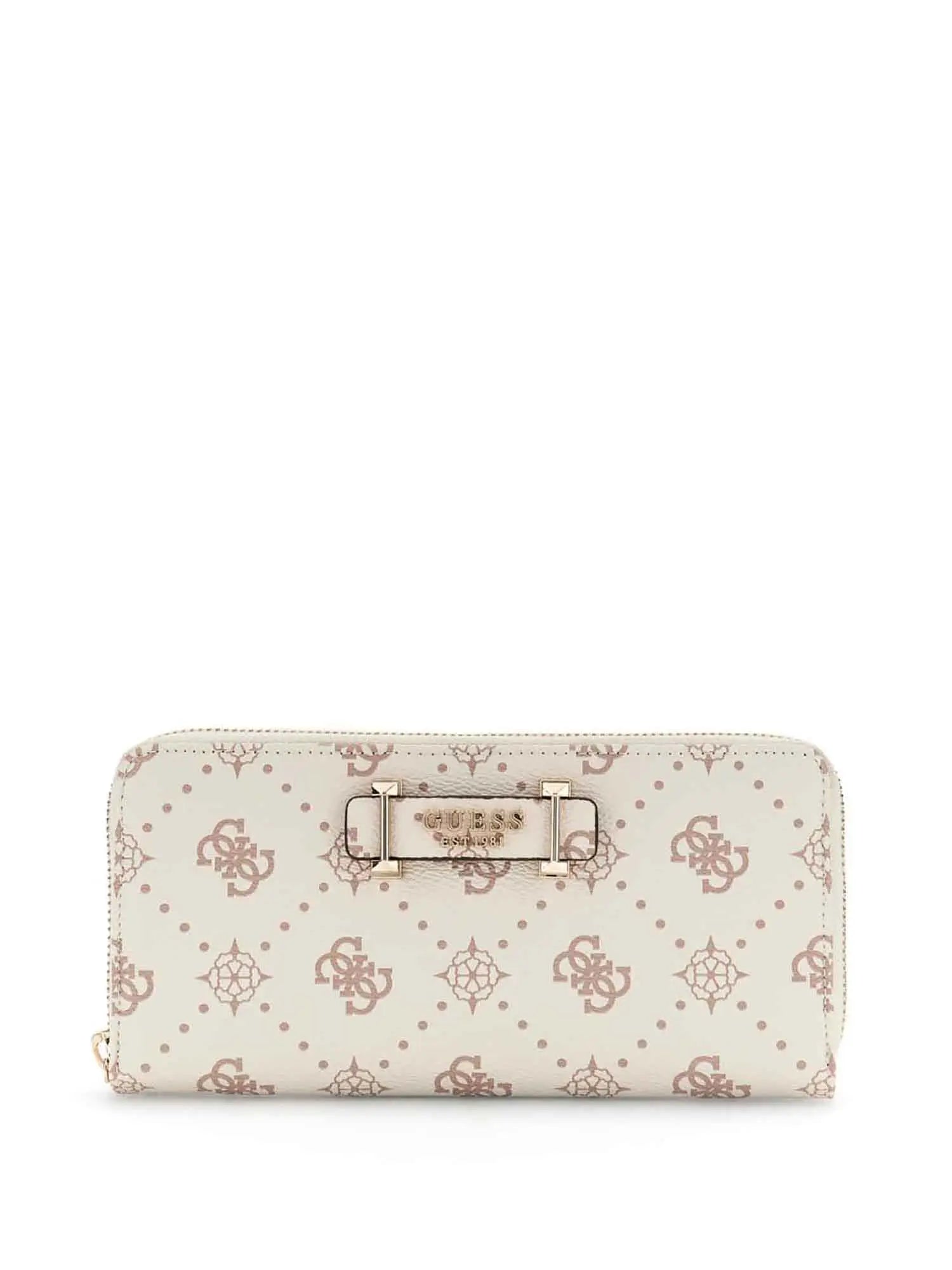 Portafoglio Guess con stampa logo 4G e chiusura zip