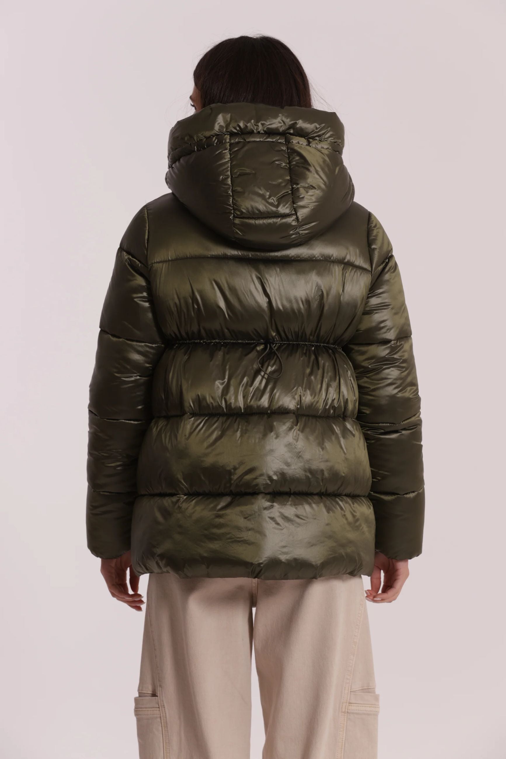 Piumino donna Mimi Mua con cappuccio imbottito Verde L | Giò Fashion