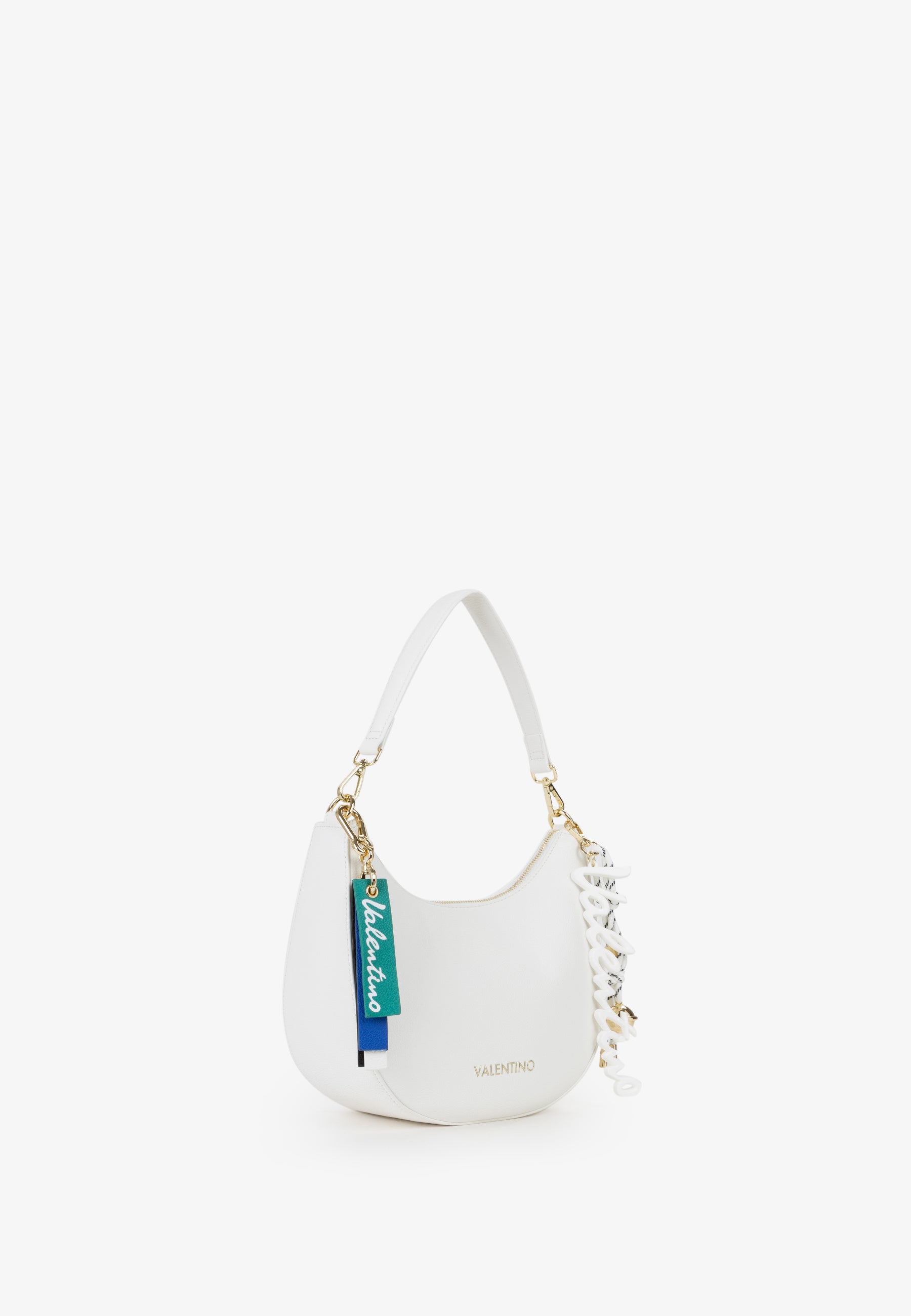 Borsa a spalla donna Mario Valentino compatta con silhouette arrotondata e dettagli iconici Bianco TU | Giò Fashion