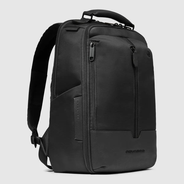 Zaino Piquadro in tessuto e pelle con scomparto per laptop e porta USB Nero TU | Giò Fashion