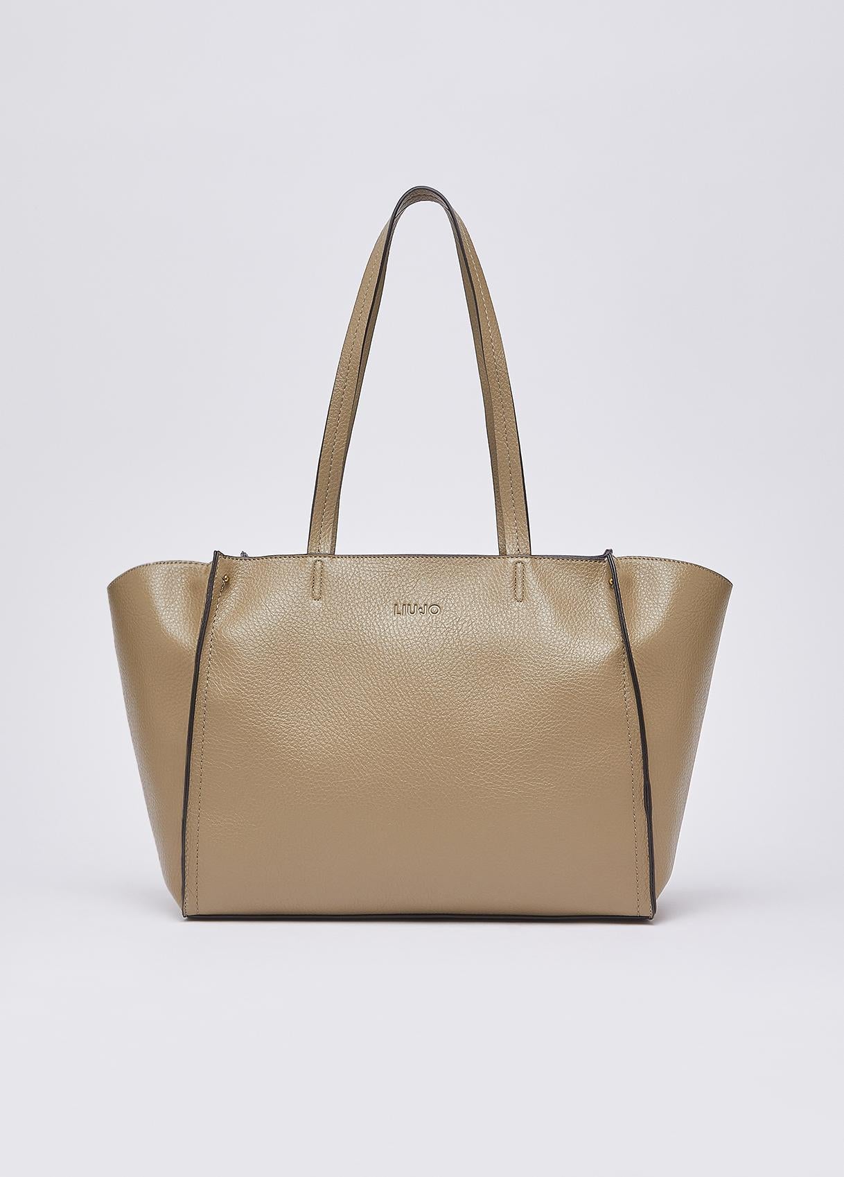 Shopping bag Liu Jo con logo frontale e manici lunghi Mocha TU | Giò Fashion