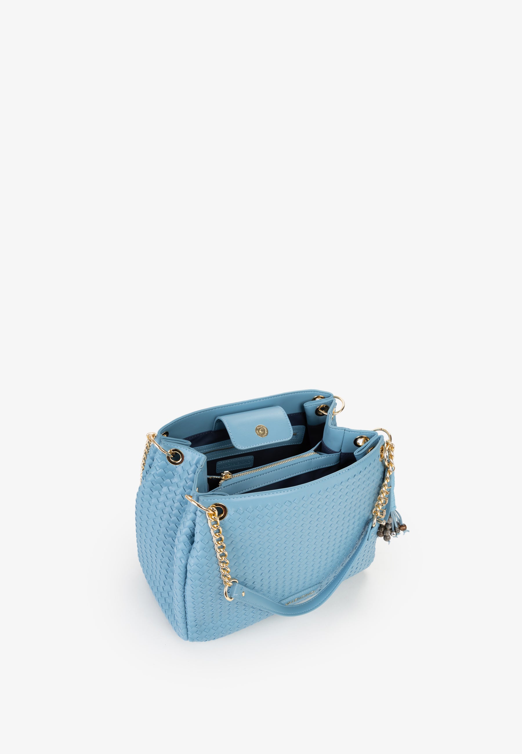 Borsa a spalla donna Mario Valentino intreccio elegante con catena e tracolla regolabile AVION TU | Giò Fashion