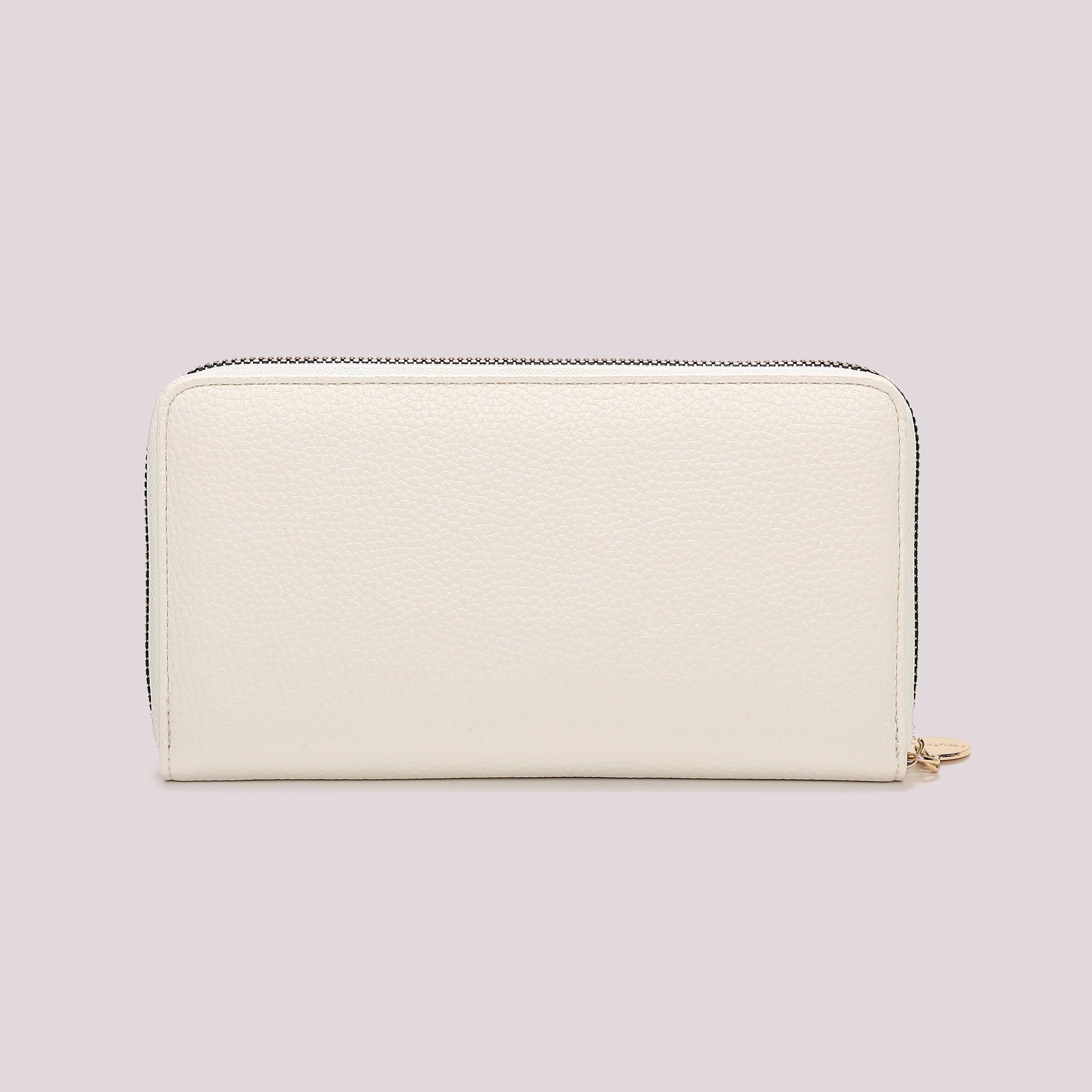 Portafoglio donna Mimi Mua zip around con borchie sottili stile elegante minimal Bianco TU | Giò Fashion