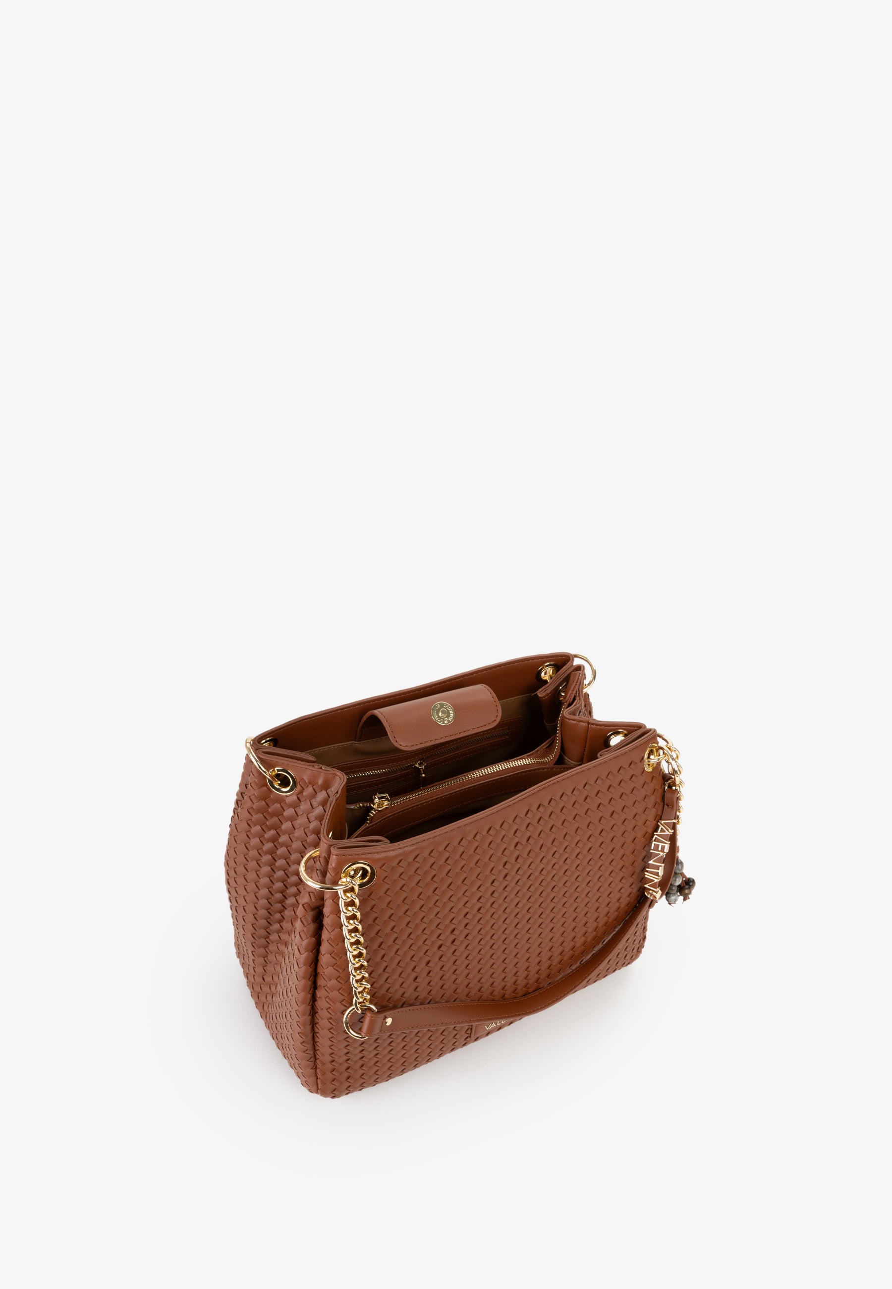 Borsa a spalla donna Mario Valentino intreccio elegante con catena e tracolla regolabile Cuoio TU | Giò Fashion