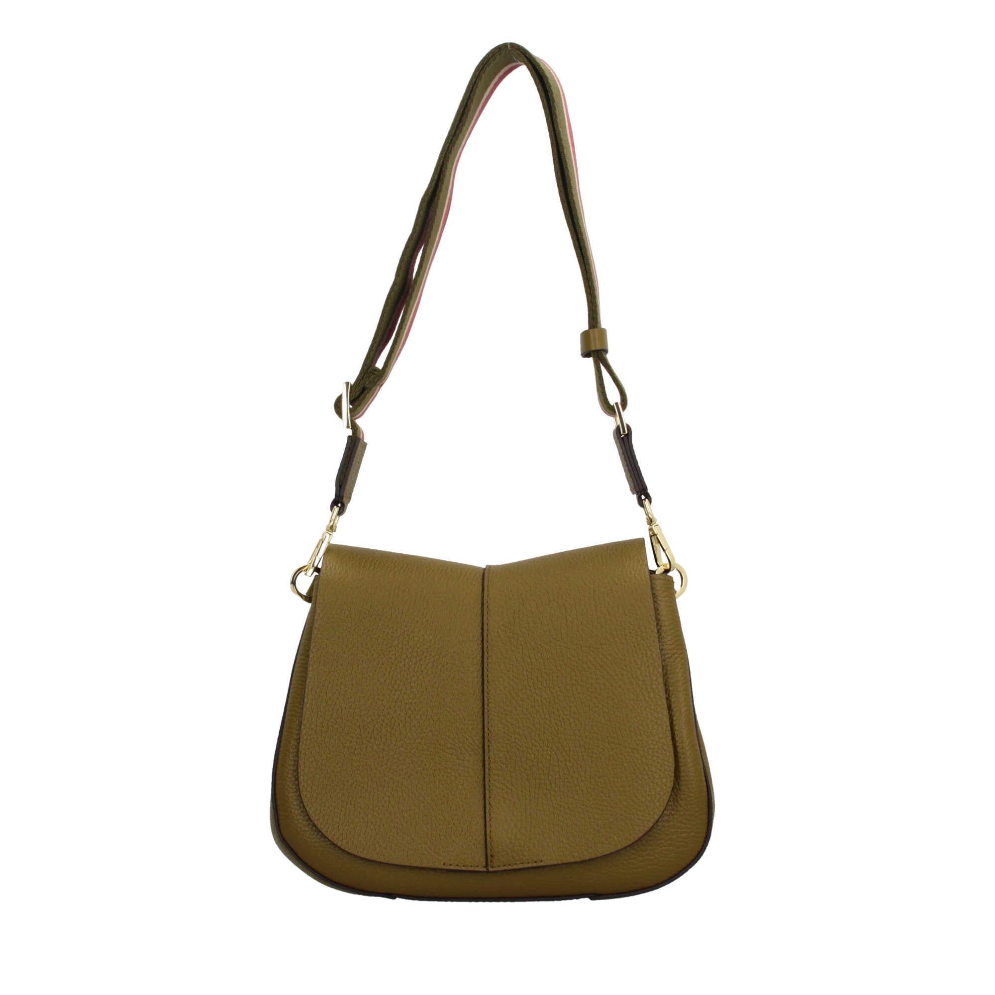 Gianni Chiarini Helena Round borsa a tracolla in pelle martellata con tasche organizzate VERDE TU | Giò Fashion
