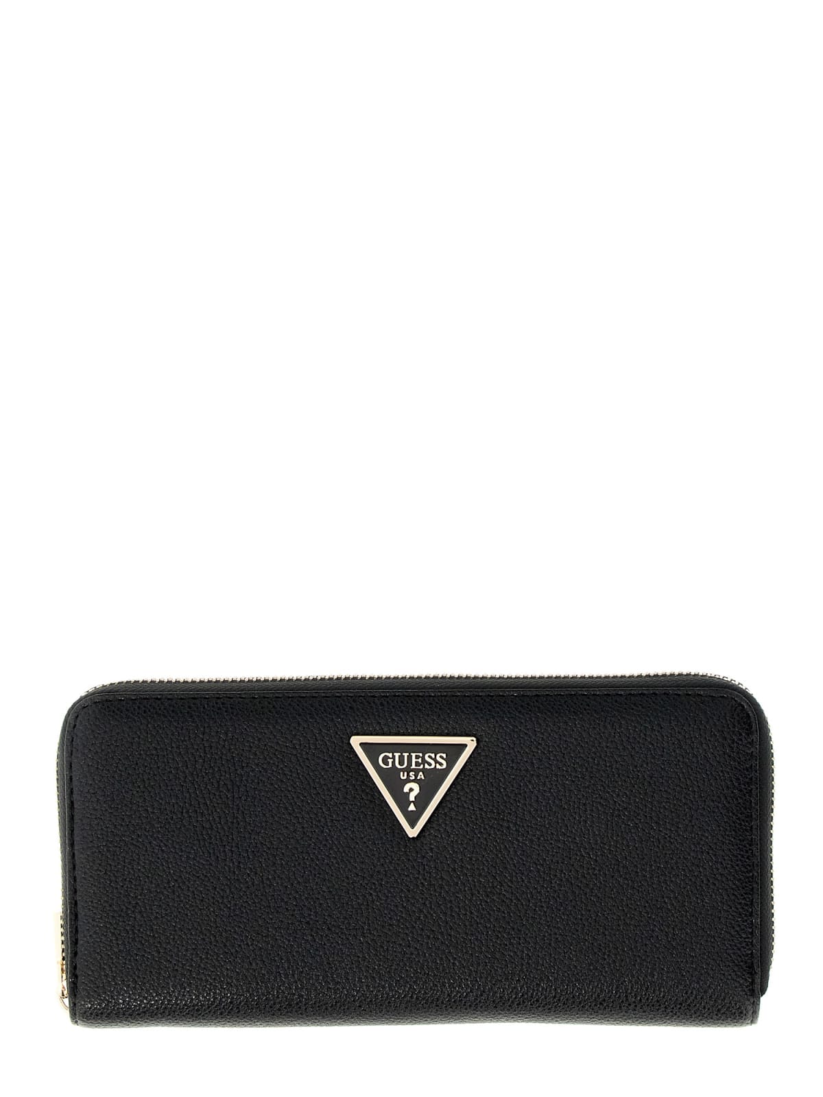 Portafoglio Guess donna zip around con logo triangolo elegante Nero TU | Giò Fashion