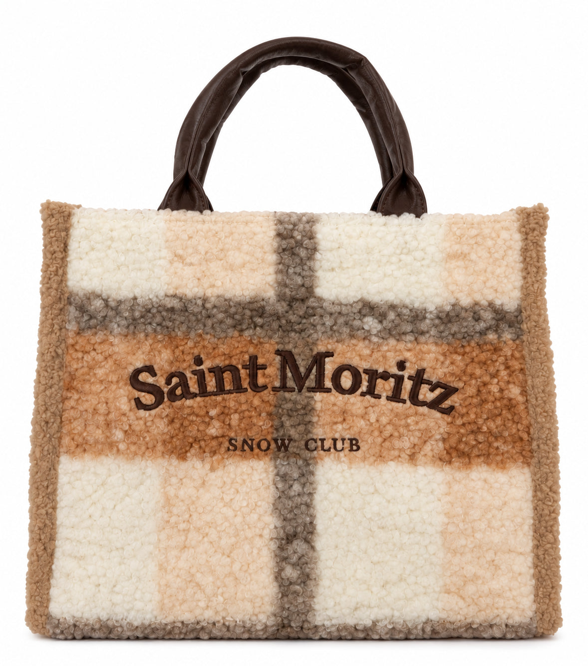 Borsa Shopping Kuvé in Teddy con Logo Ricamato