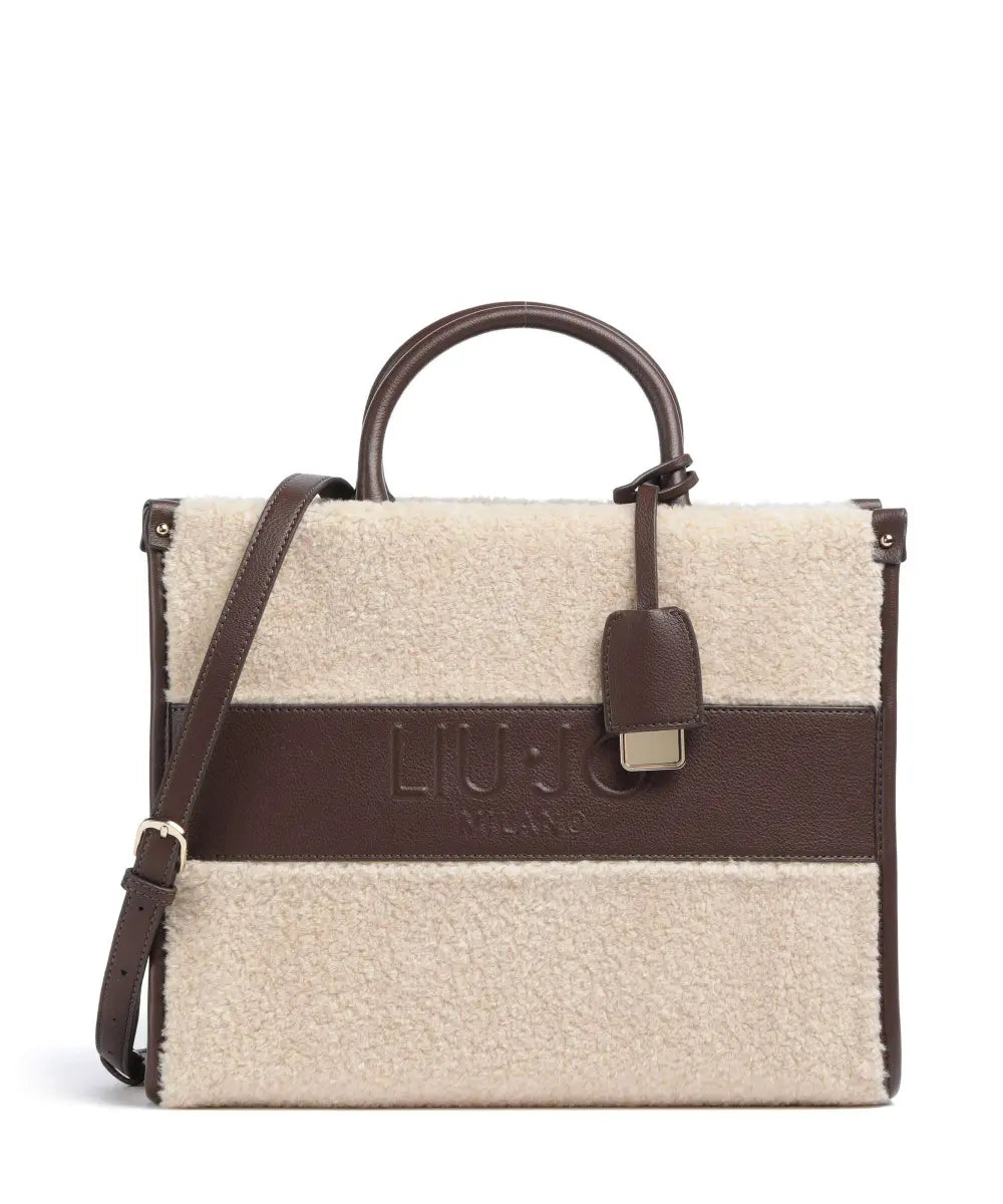 Borsa a mano Liu Jo in shearling con logo Marrone TU | Giò Fashion
