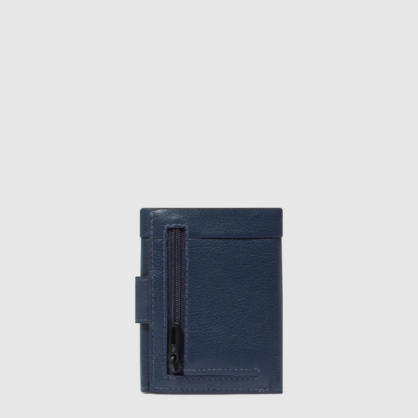 Portafoglio Piquadro in pelle con chiusura a bottone e tasca con zip BLU SCURO TU | Giò Fashion