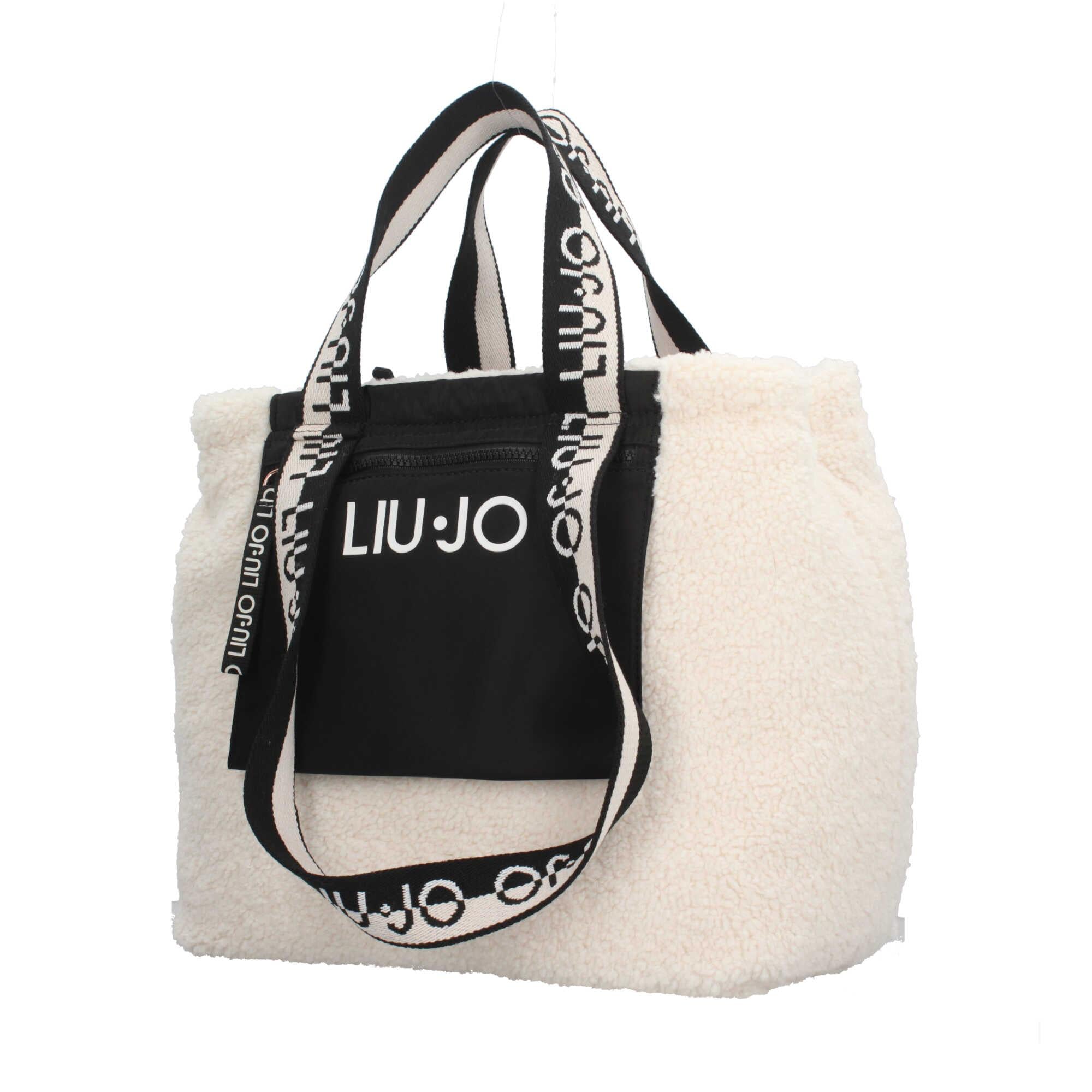 Borsa shopper in tessuto teddy con logo Liu Jo