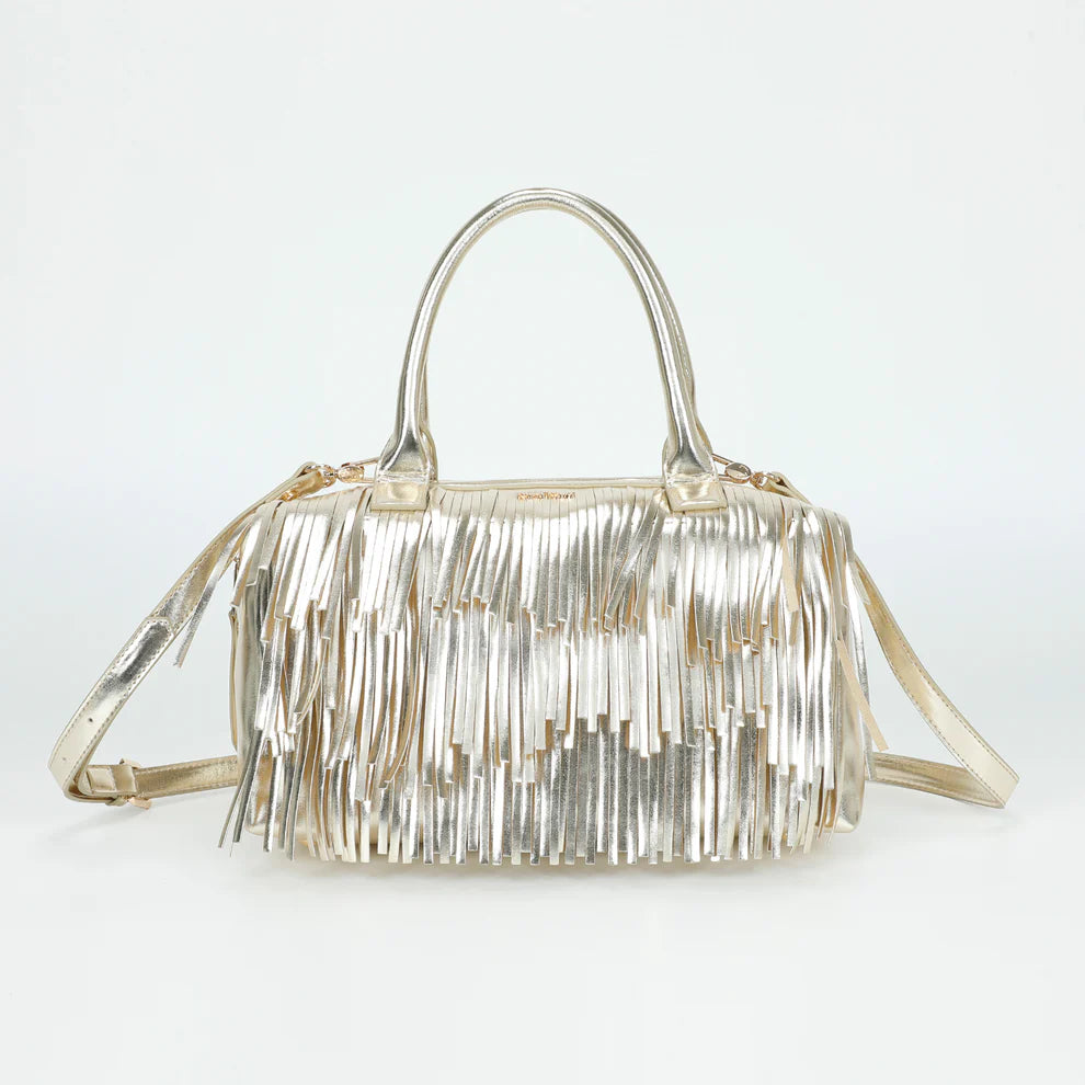 Borsa Loren Kraf elegant con frange e doppio manico Oro TU | Giò Fashion