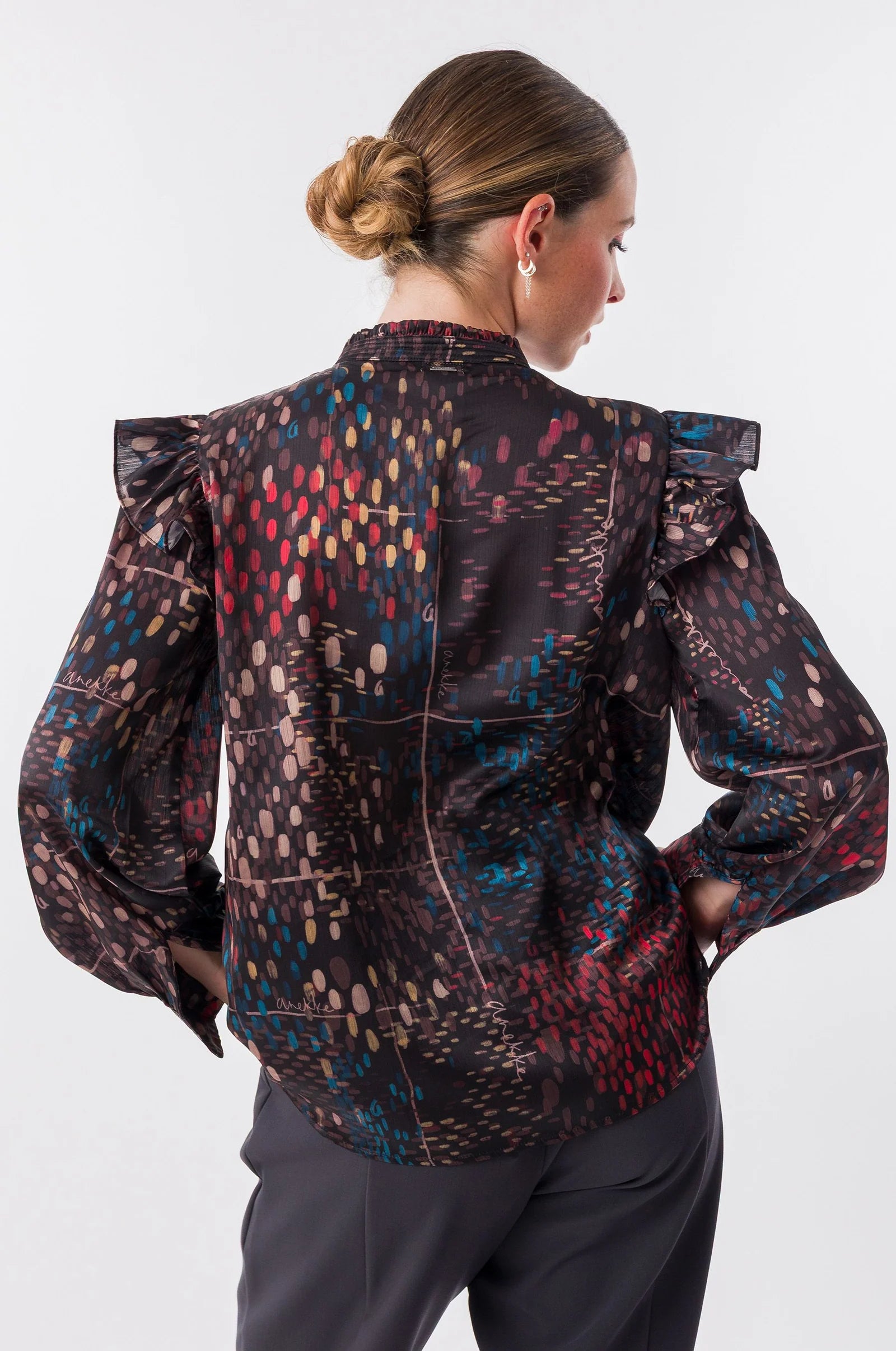 Blusa Donna Anekke Blossom con Stampa Artistica e Volant