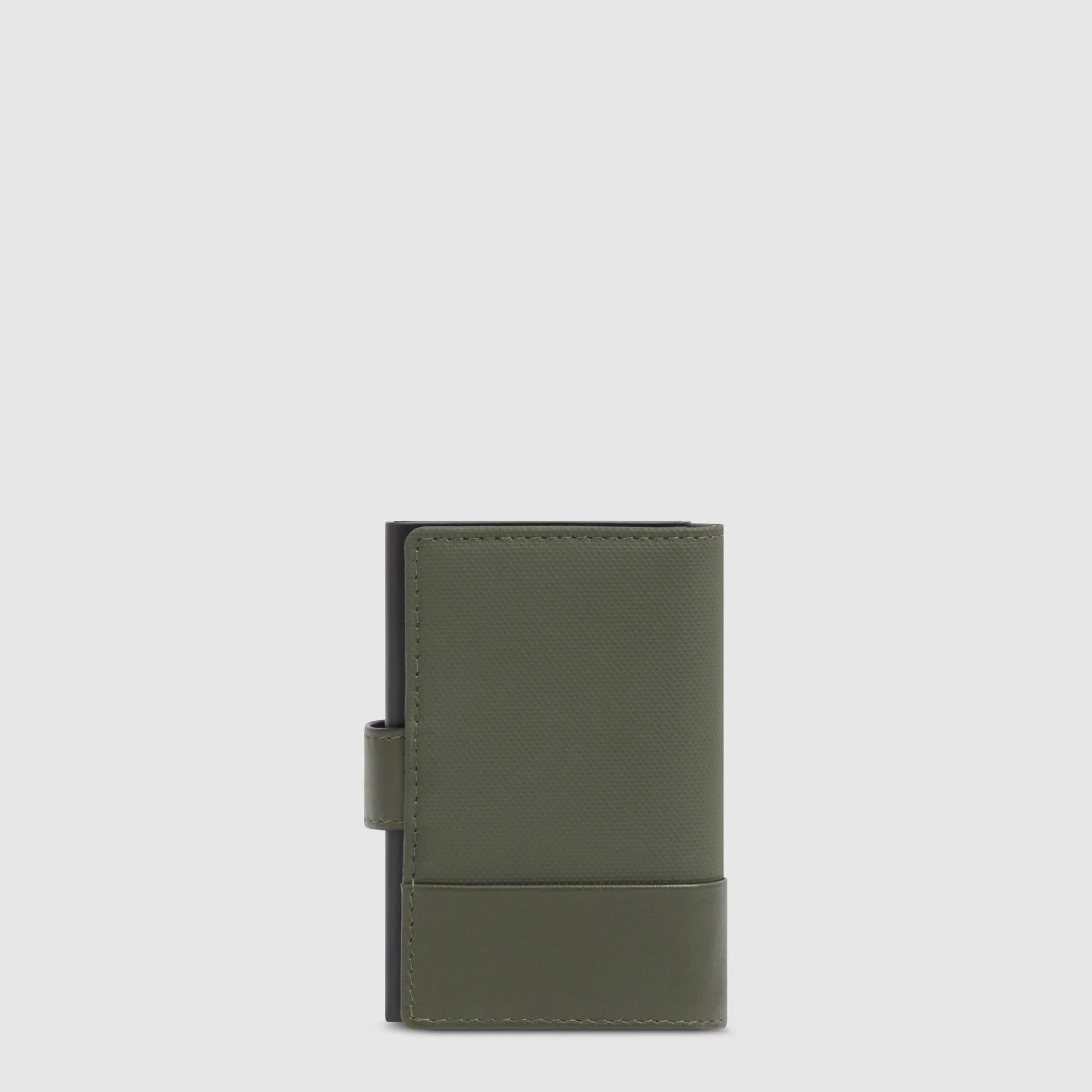 Piquadro Portacarte di Credito Automatico in Pelle e Metallo Sync con Protezione RFID