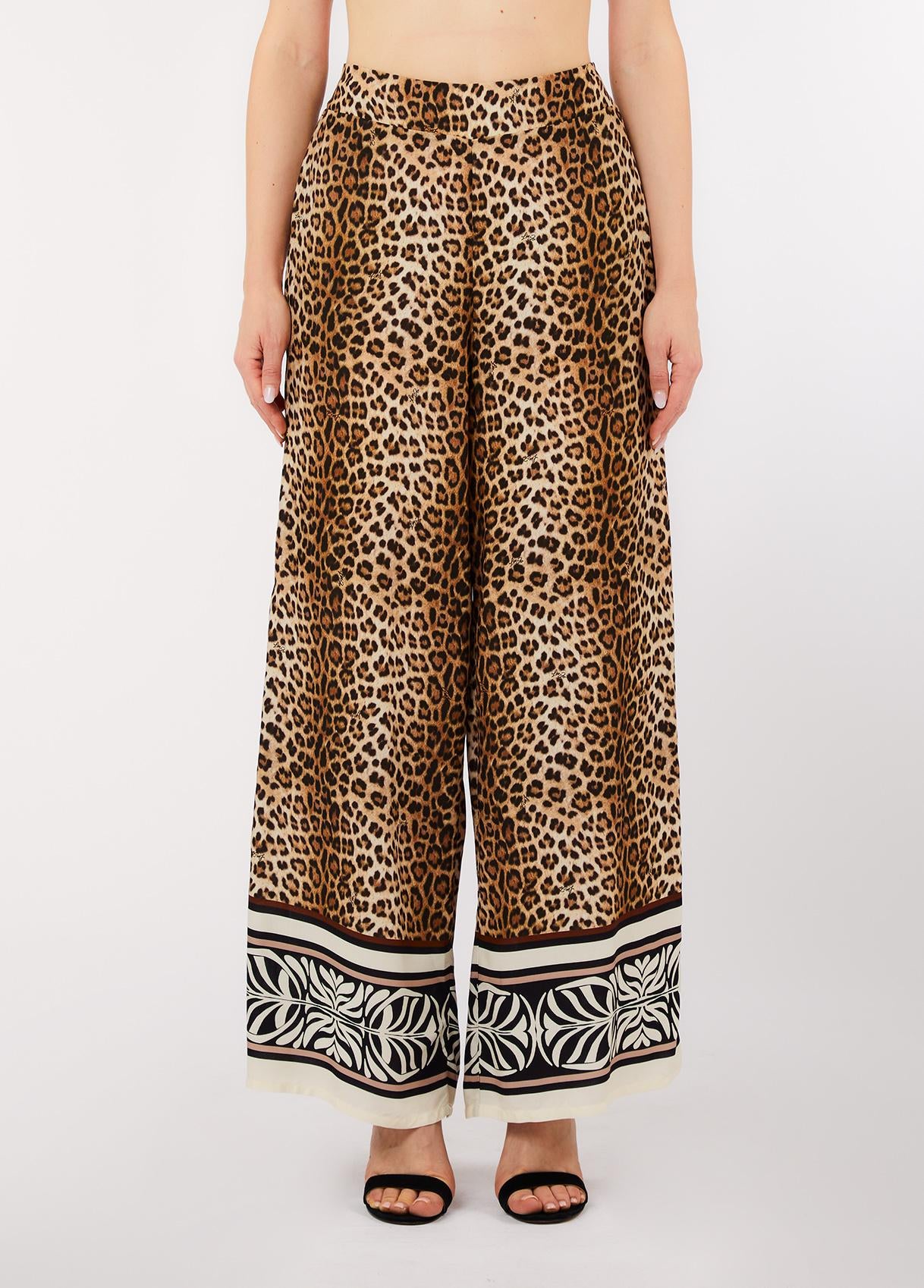Pantaloni Liu Jo Donna Palazzo con Stampa Animalier