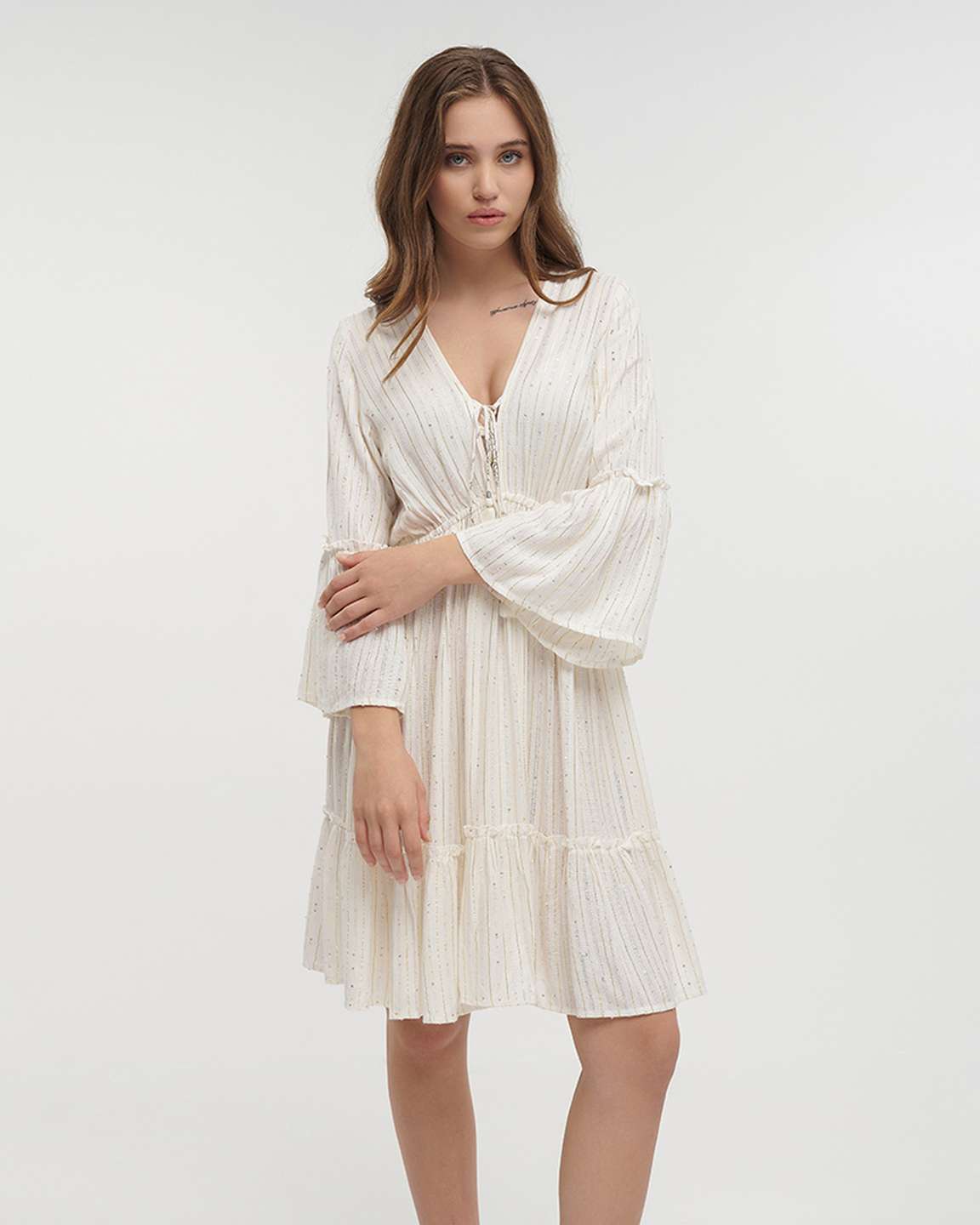 Ble Resort Collection Abito Corto a Maniche Lunghe con Lurex