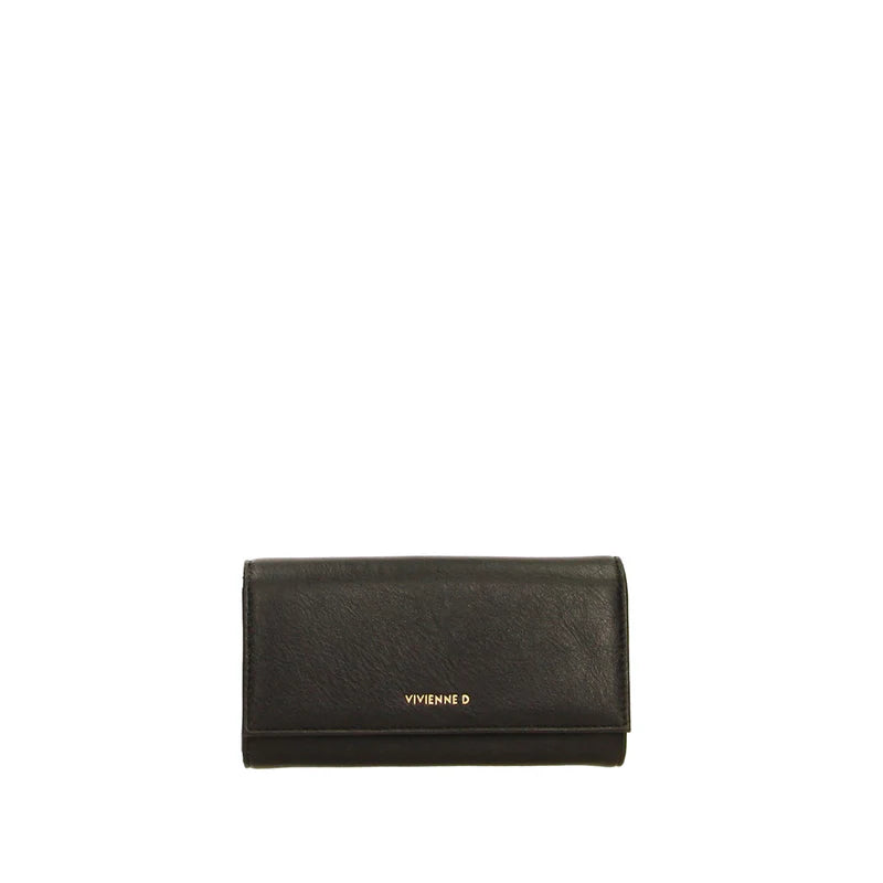 Portafoglio Vivienne D donna elegante con patta design raffinato Nero TU | Giò Fashion