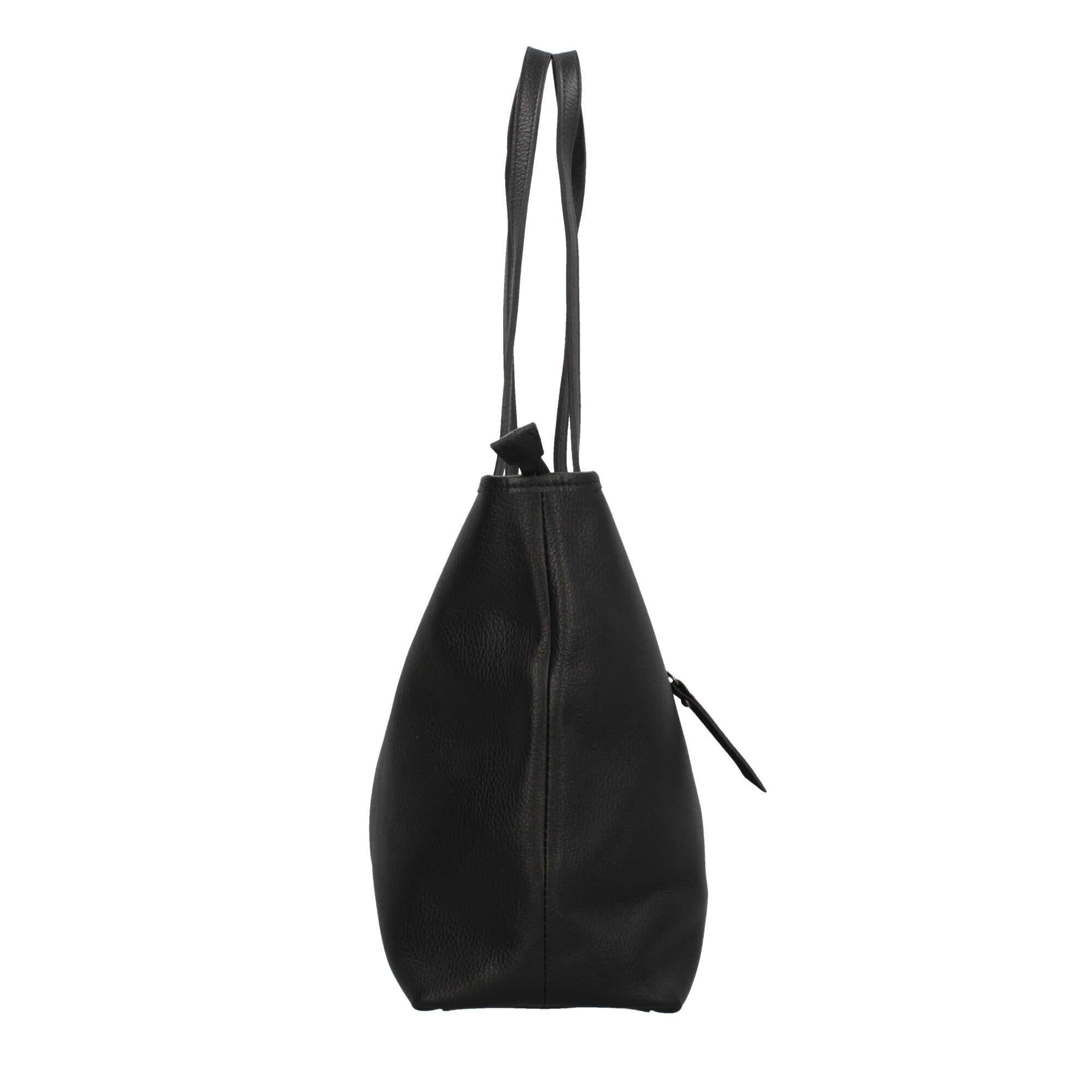 shopping bag con manici nlunghi e chiusura zip Made in italy in vera pelle