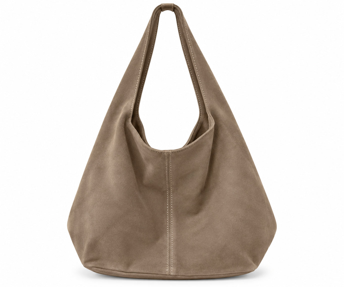 Borsa Hobo in Vera Pelle Scamosciata con Manico Integrato