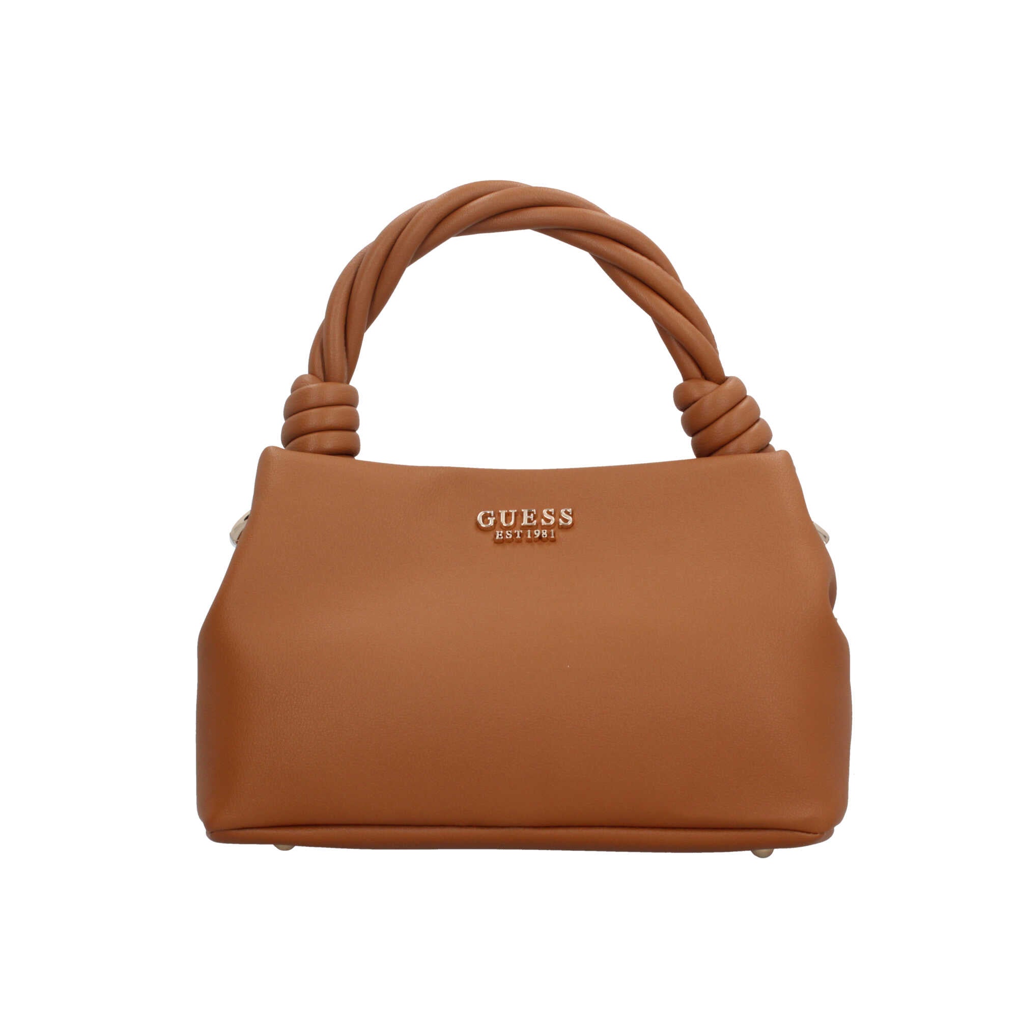 Borsa a mano Guess con manico intrecciato e logo in metallo