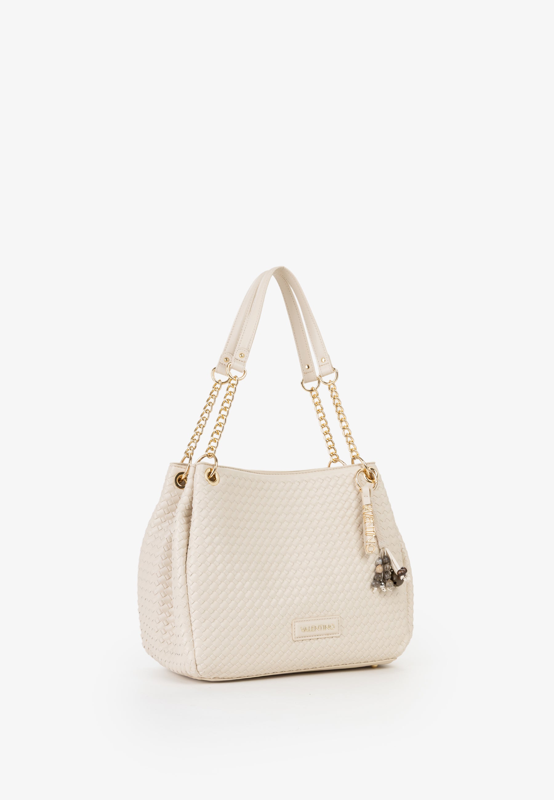 Borsa a spalla donna Mario Valentino intreccio elegante con catena e tracolla regolabile ECRU TU | Giò Fashion