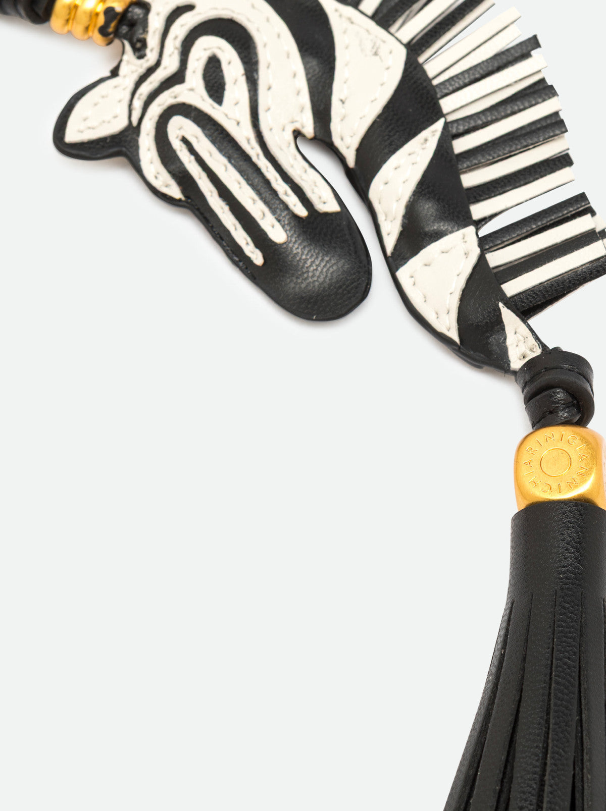 Charm Portachiavi Gianni Chiarini Zebra in Vera Pelle con Moschettone Logato