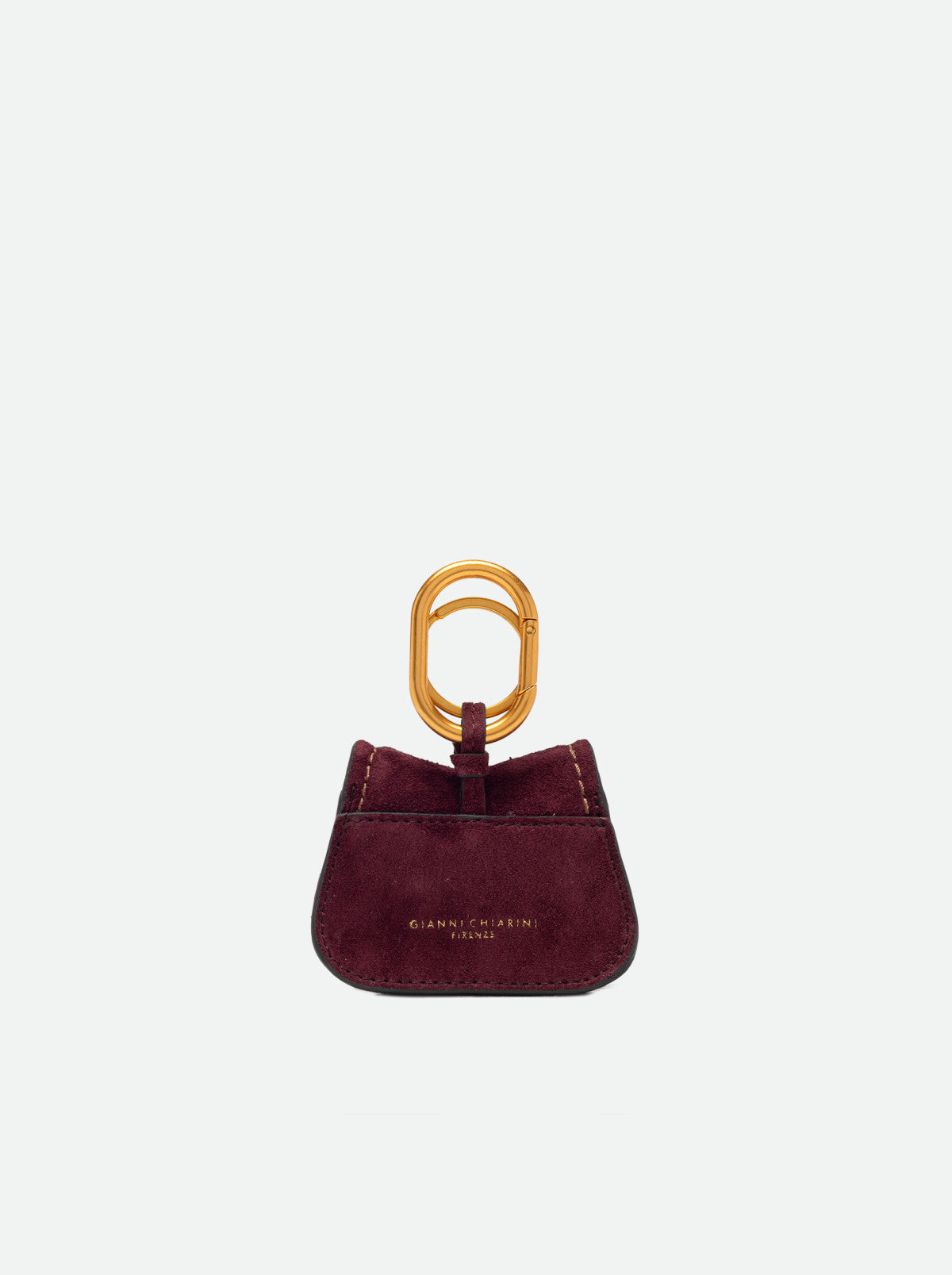 Charm Portachiavi Gianni Chiarini Helena Round in Vera Pelle Scamosciata con Moschettone