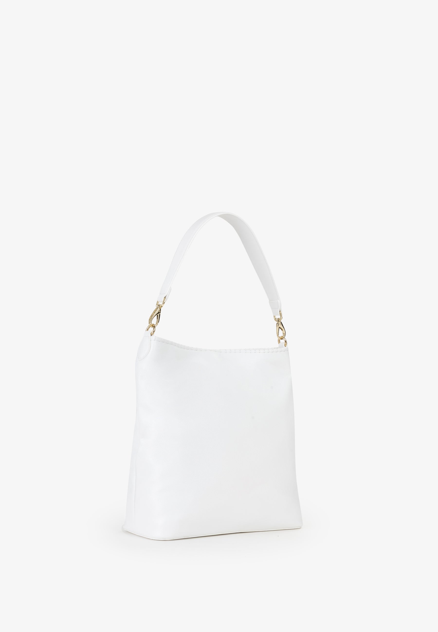 Borsa a spalla donna Mario Valentino minimal con tracolla intrecciata e logo frontale Bianco TU | Giò Fashion