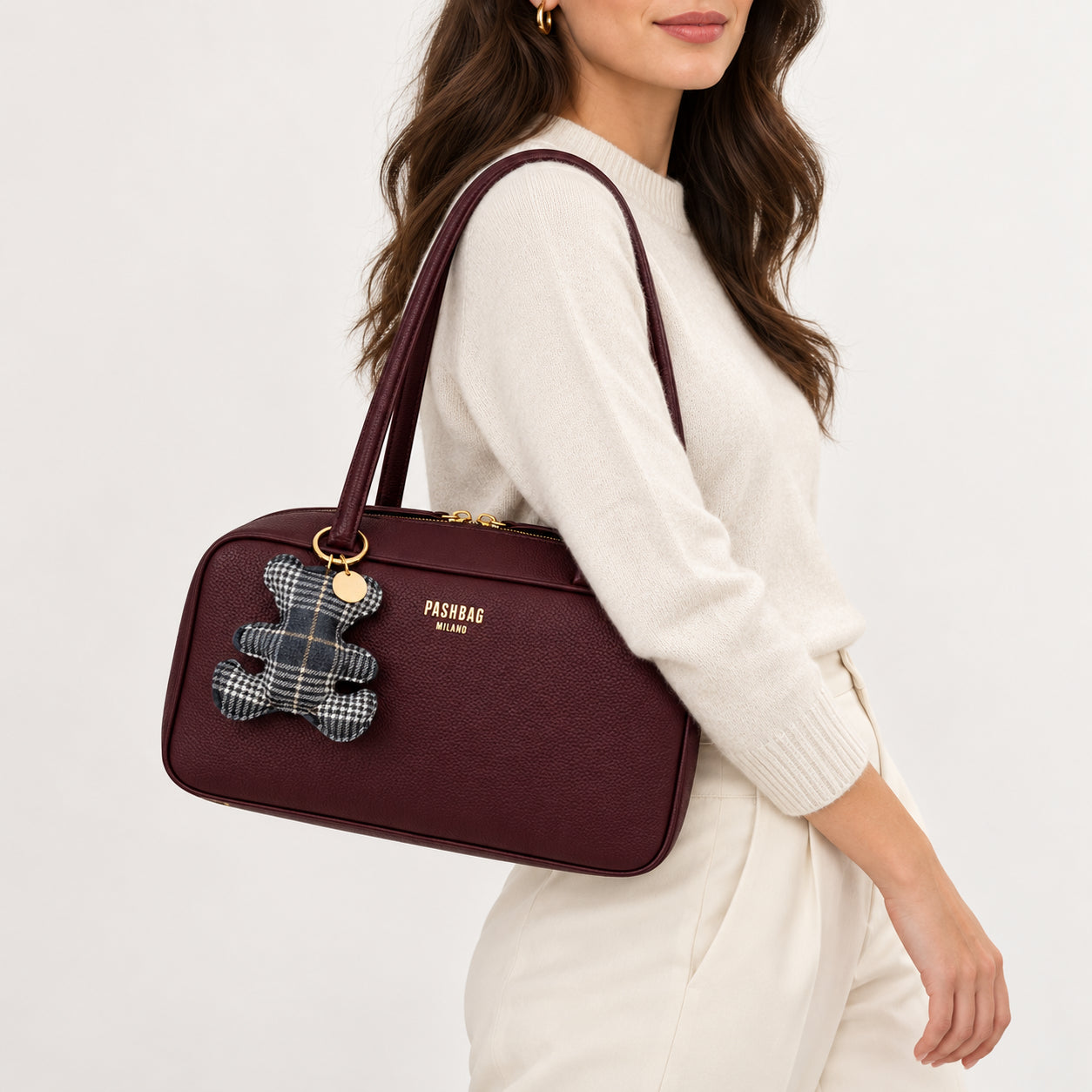 PashBag Borsa a Spalla Donna con Doppi Manici e Charm