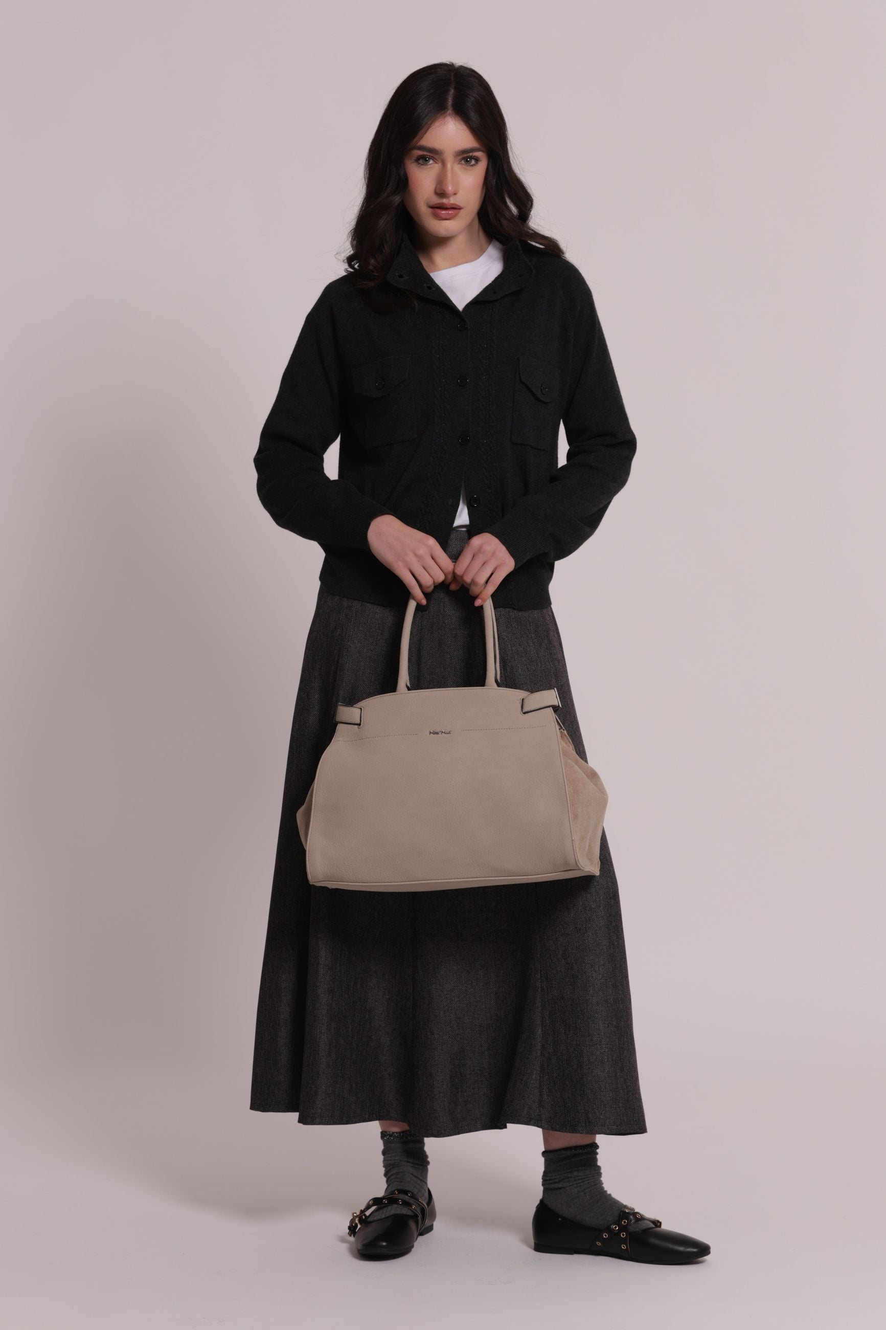 Borsa Shopping Donna Mimi Mua con Fianchi Effetto Camoscio