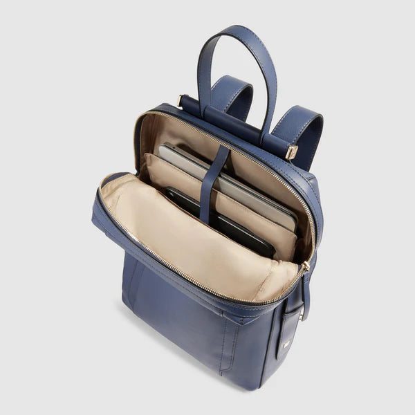 Piquadro zaino porta PC 14" in pelle con protezione antiurto Blu TU | Giò Fashion