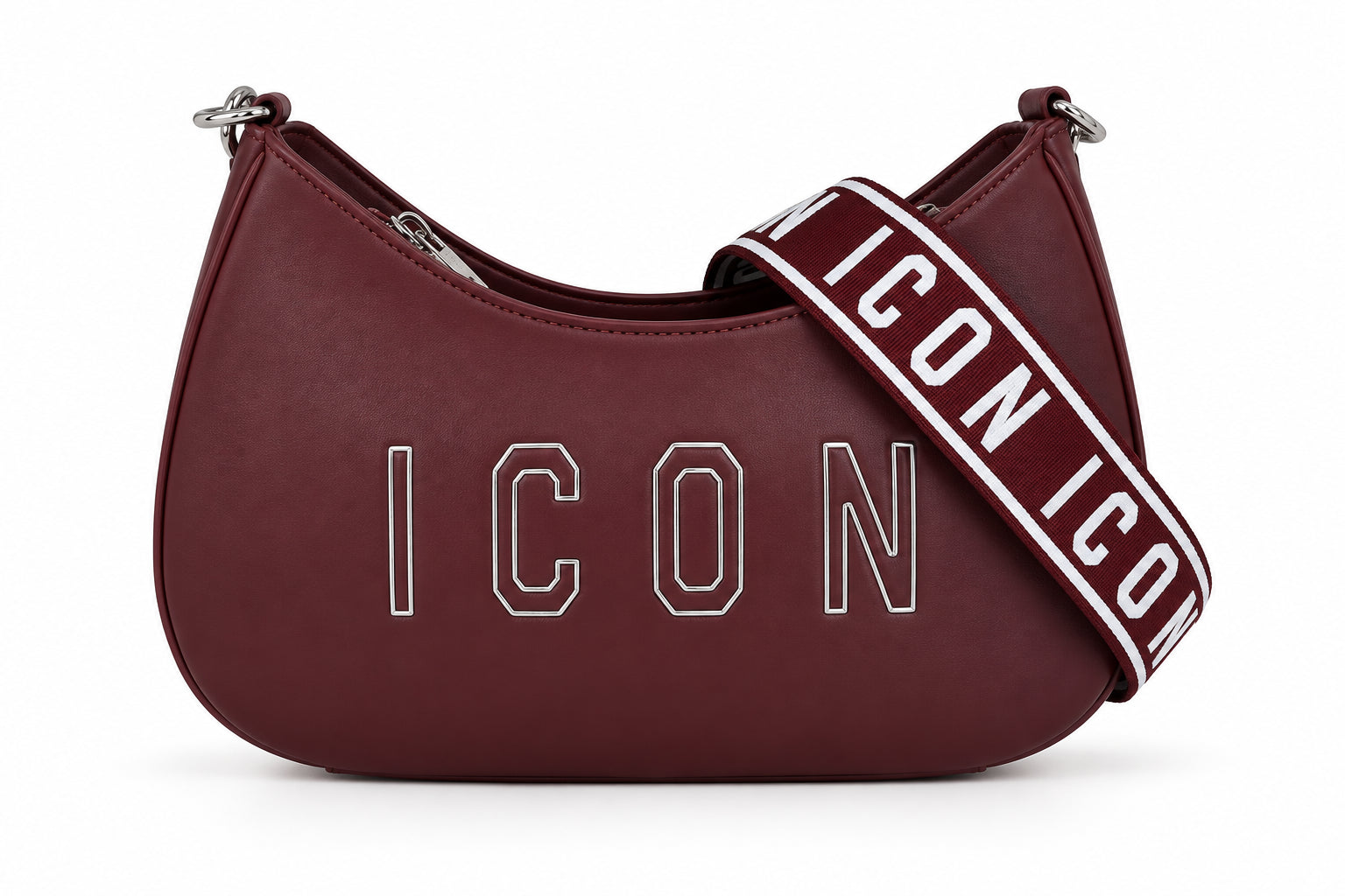 Borsa a spalla con tracolla logata e logo a contorno