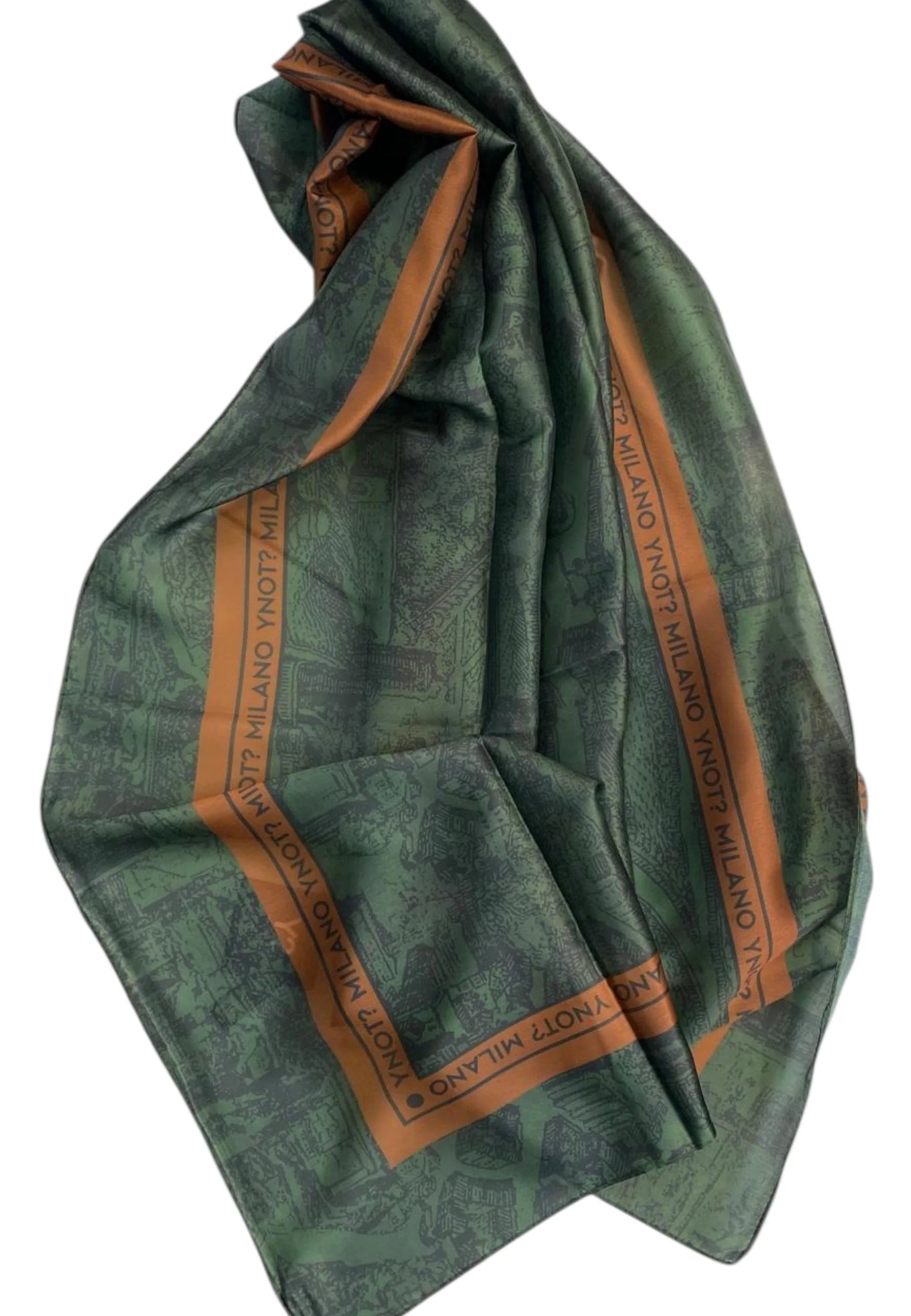 Foulard Y Not con bordo logato elegante VERDE TU | Giò Fashion