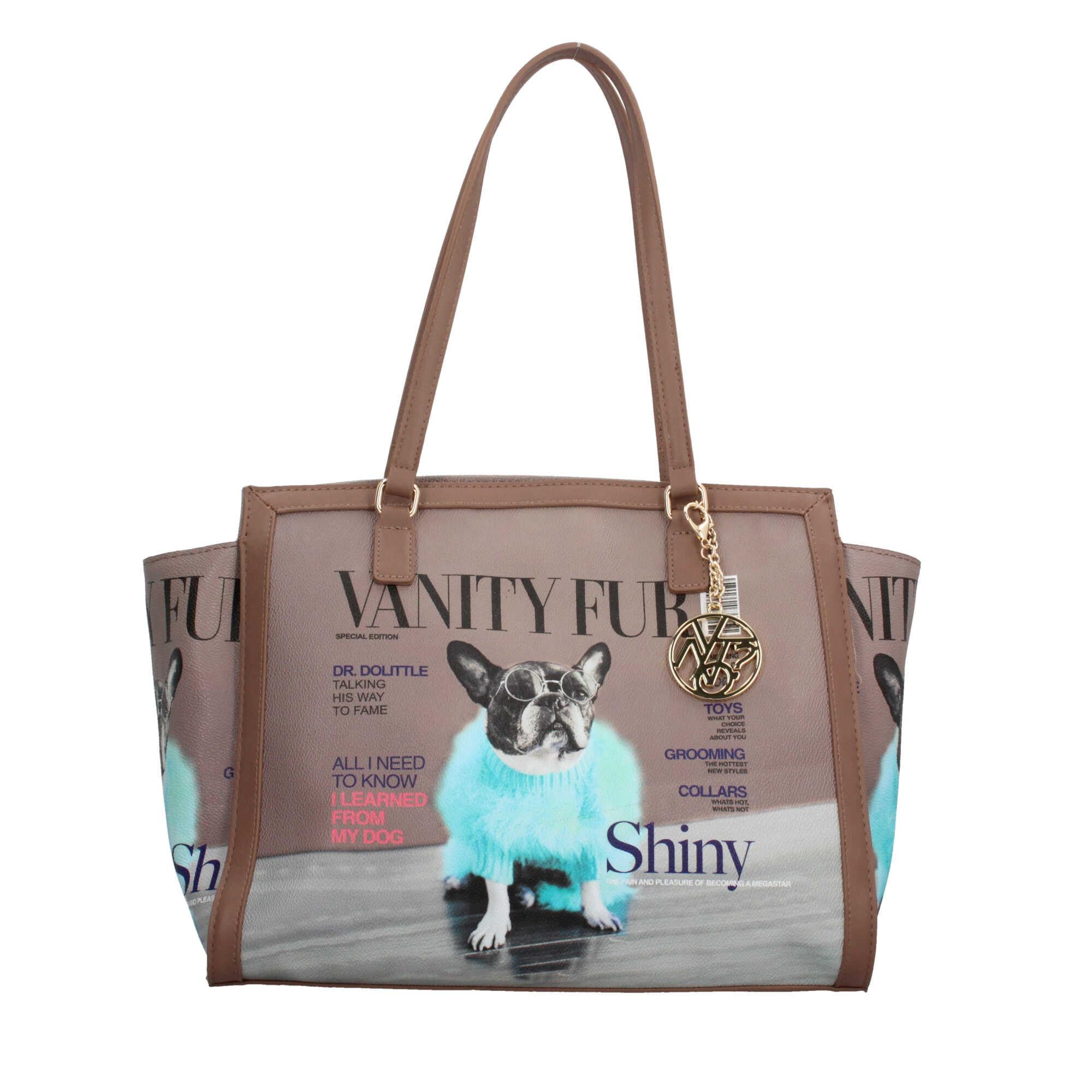 Borsa shopping YNot con grafica creativa e pendente VANITY DOG TU | Giò Fashion