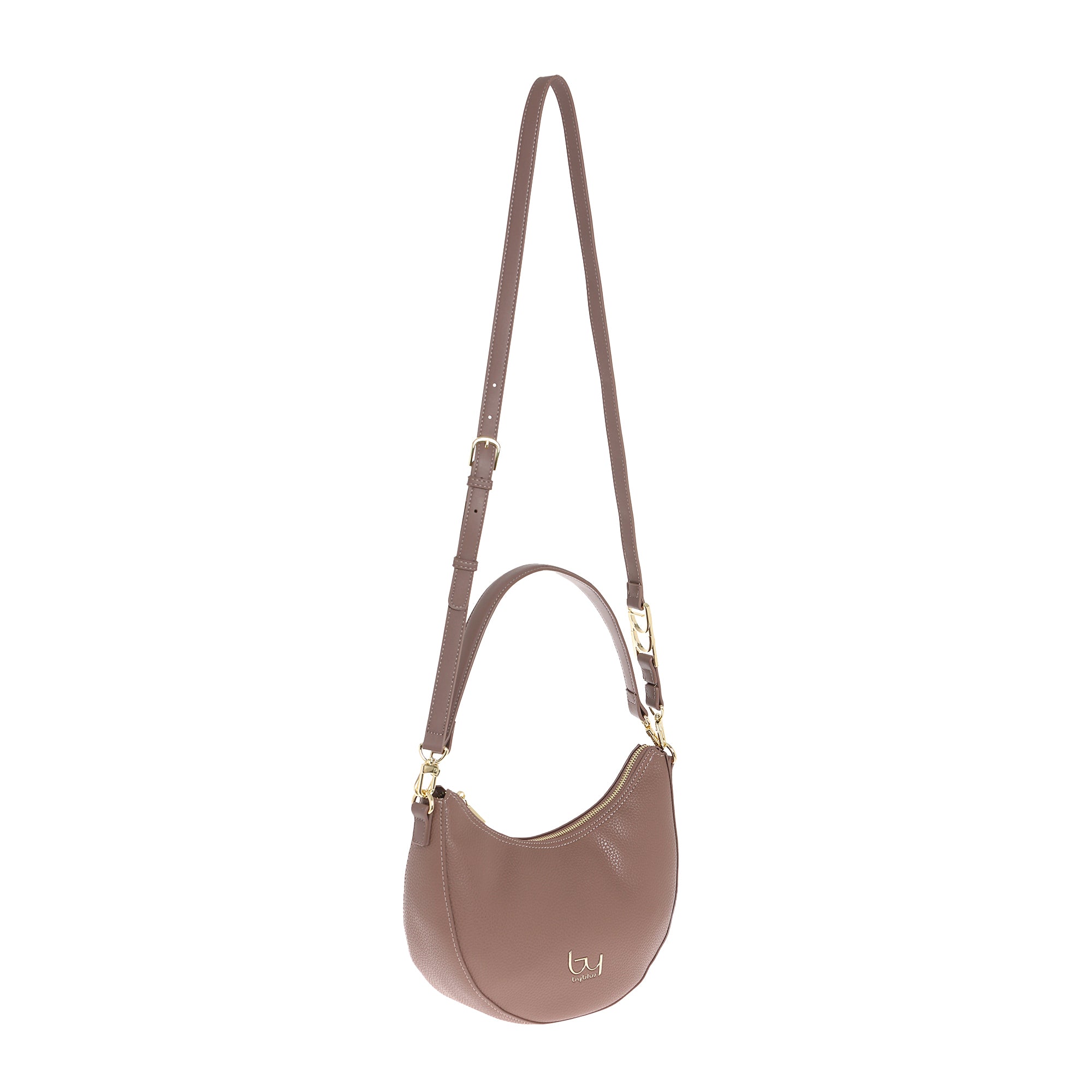 Borsa a spalla By Byblos a mezzaluna con logo frontale Rosa TU | Giò Fashion