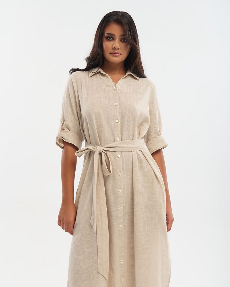Ble Resort Collection Camicia Lunga a Maniche 3/4 con Cintura