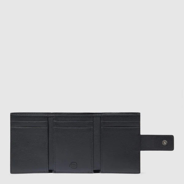 Portafoglio Piquadro in pelle con chiusura a bottone e tasca con zip Nero TU | Giò Fashion