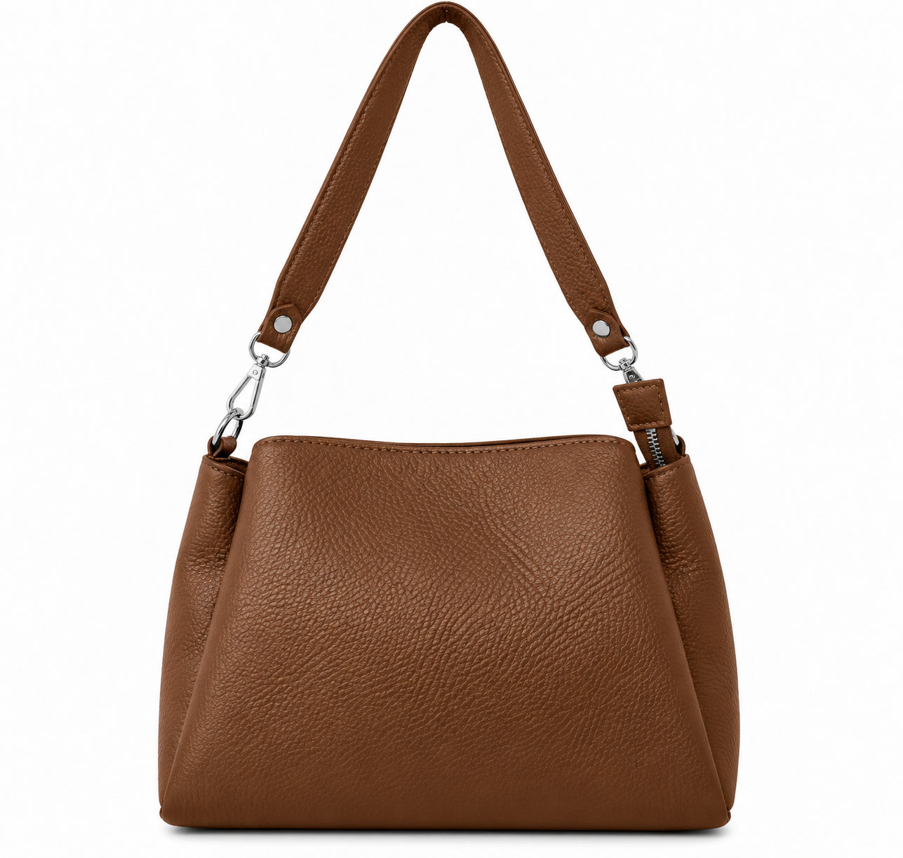 Borsa Donna a Spalla Elegante con Tracolla Removibile e Finitura Martellata